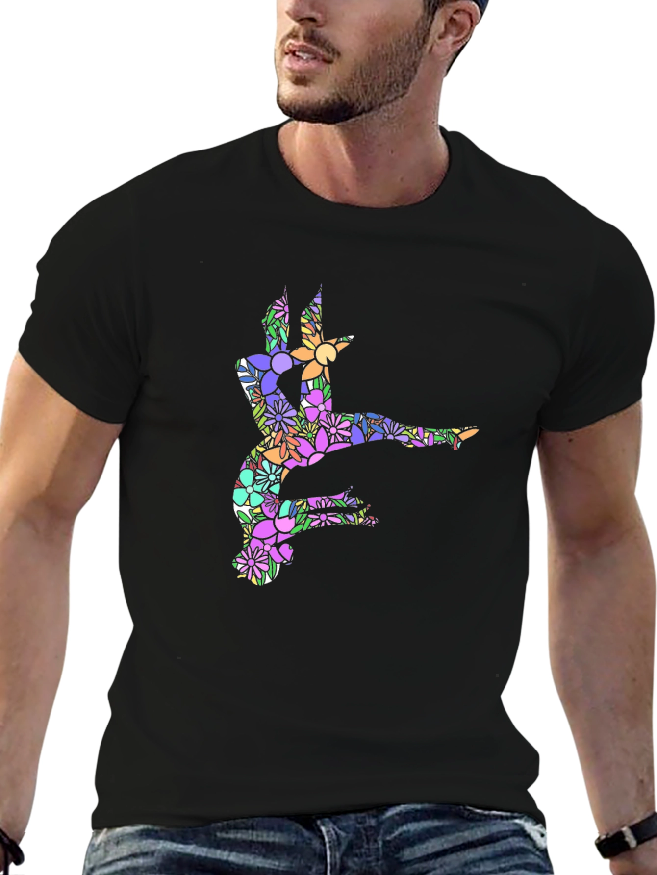 Floral Dancer Graphic Black T-Shirt