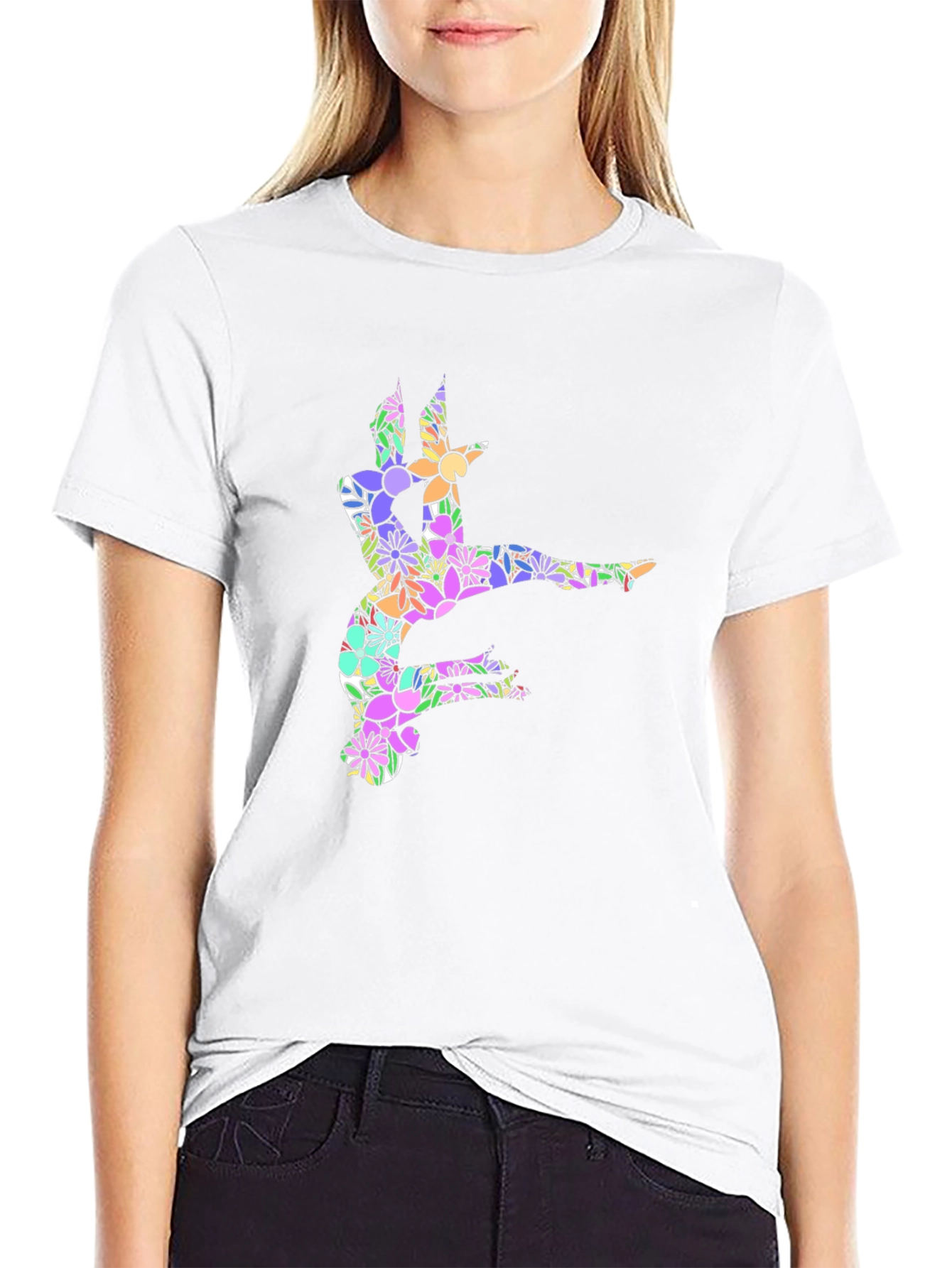 Floral Dancer Graphic Black T-Shirt
