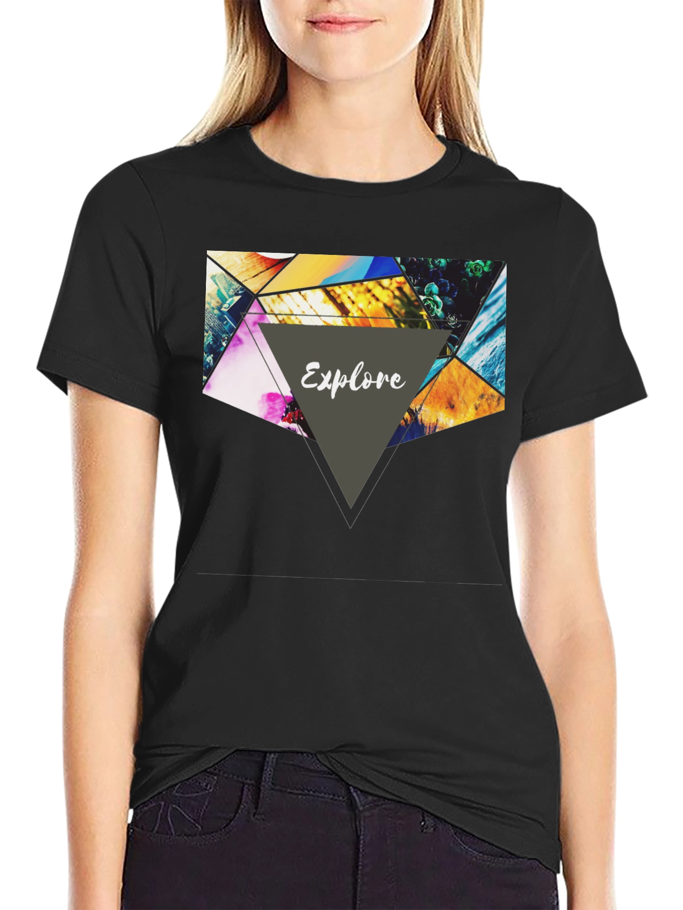 Explore Graphic Print Black T-Shirt