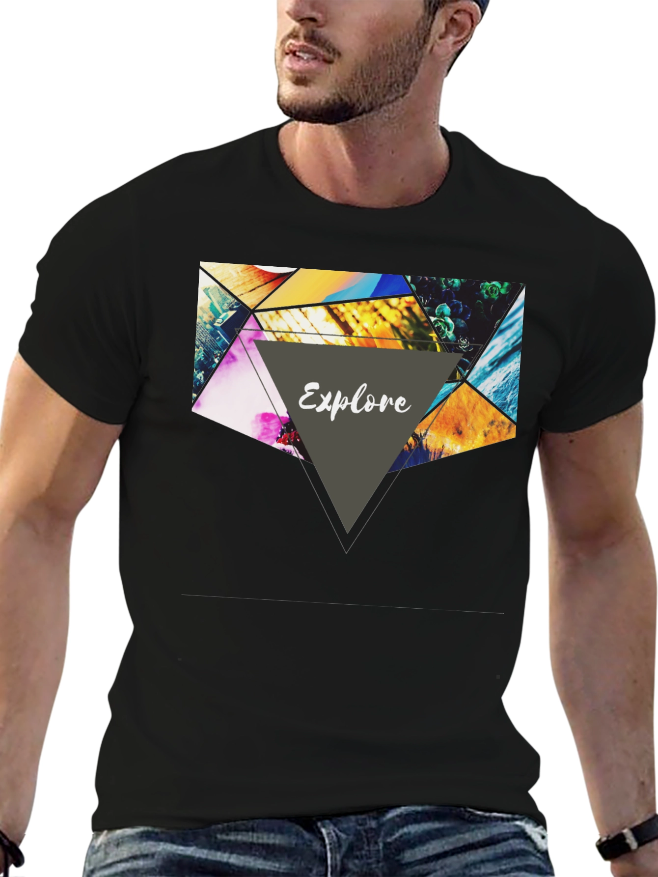 Explore Graphic Print Black T-Shirt