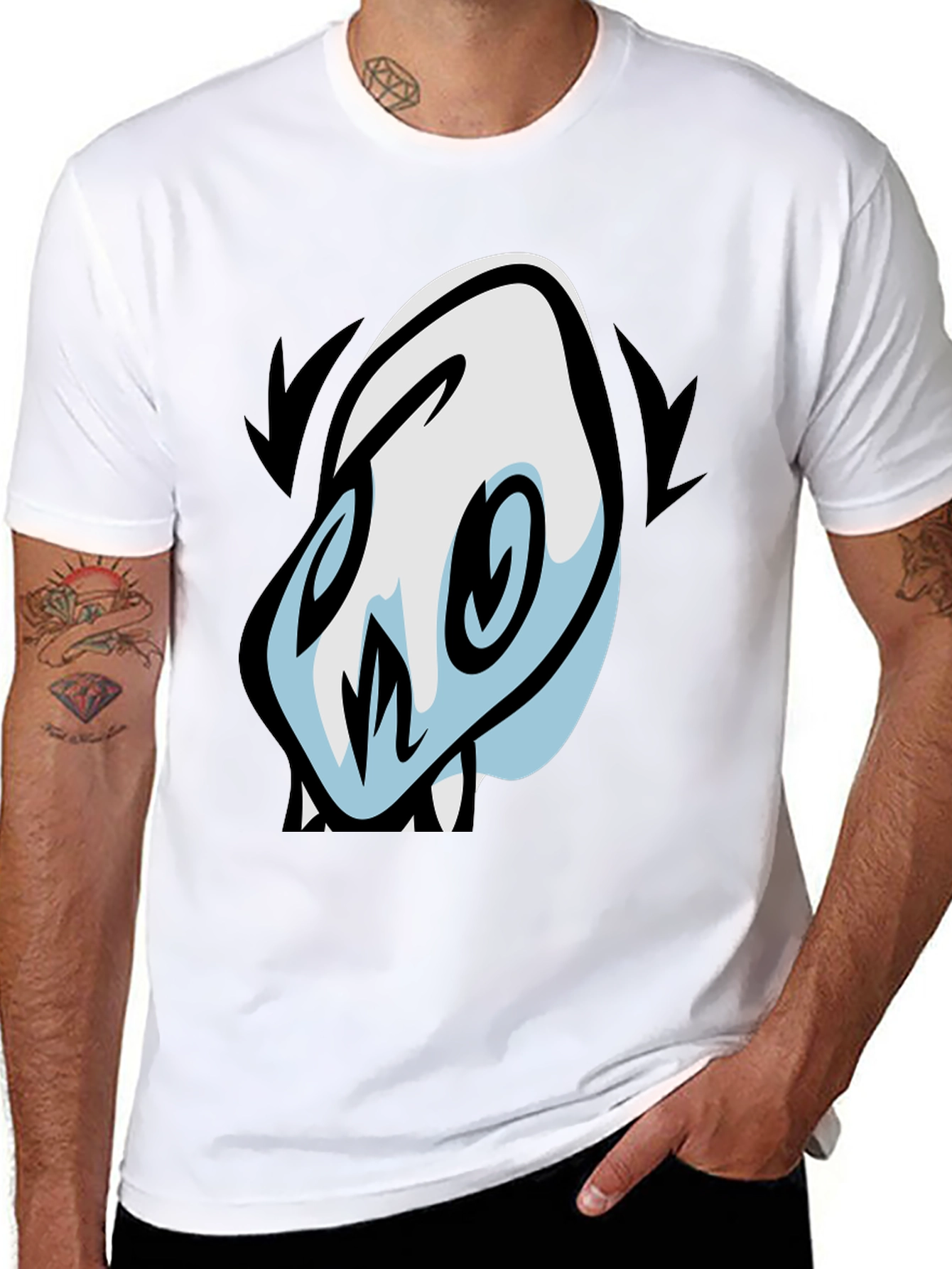 Skull Cartoon Graphic Black T-Shirt