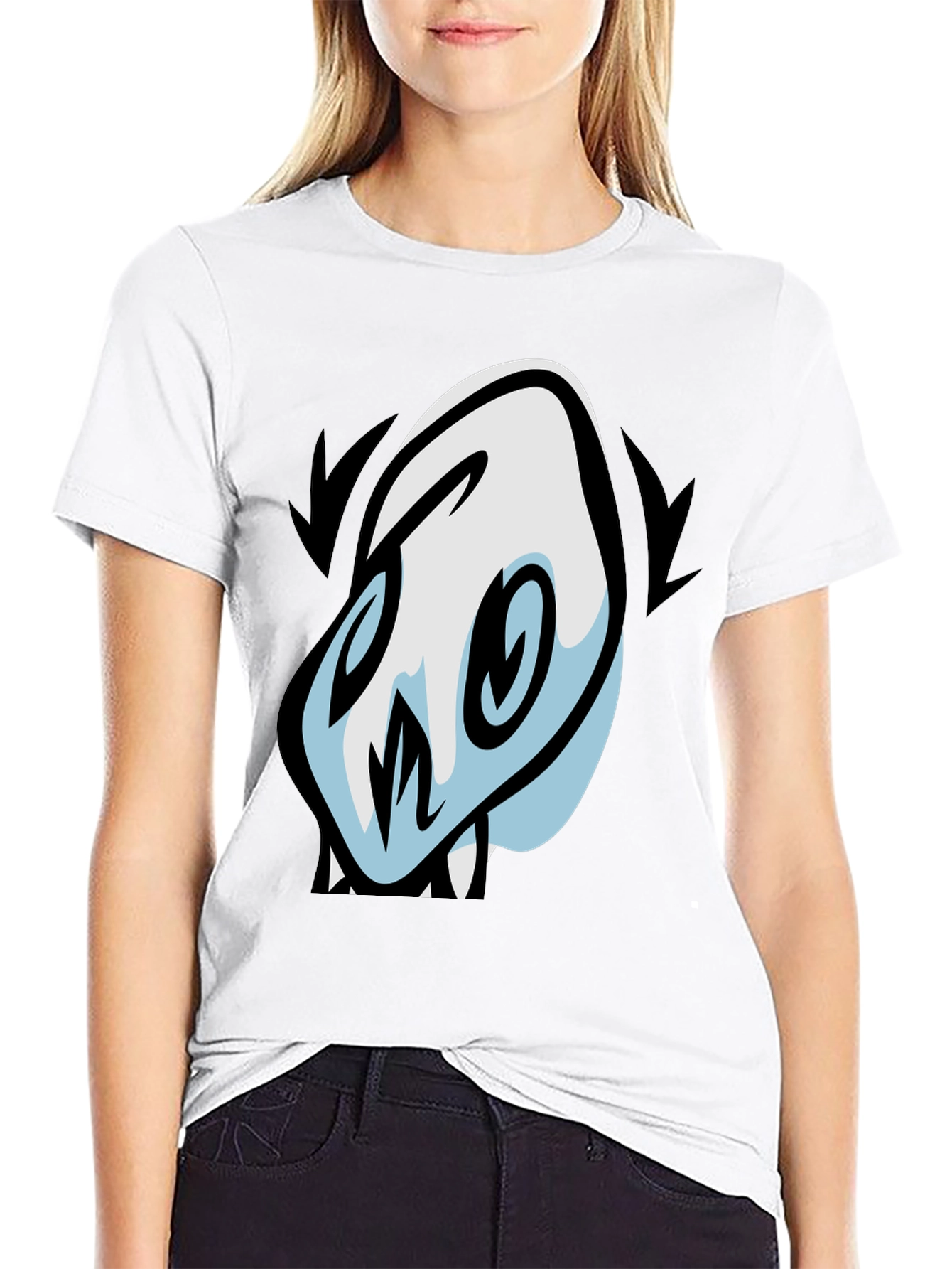 Skull Cartoon Graphic Black T-Shirt