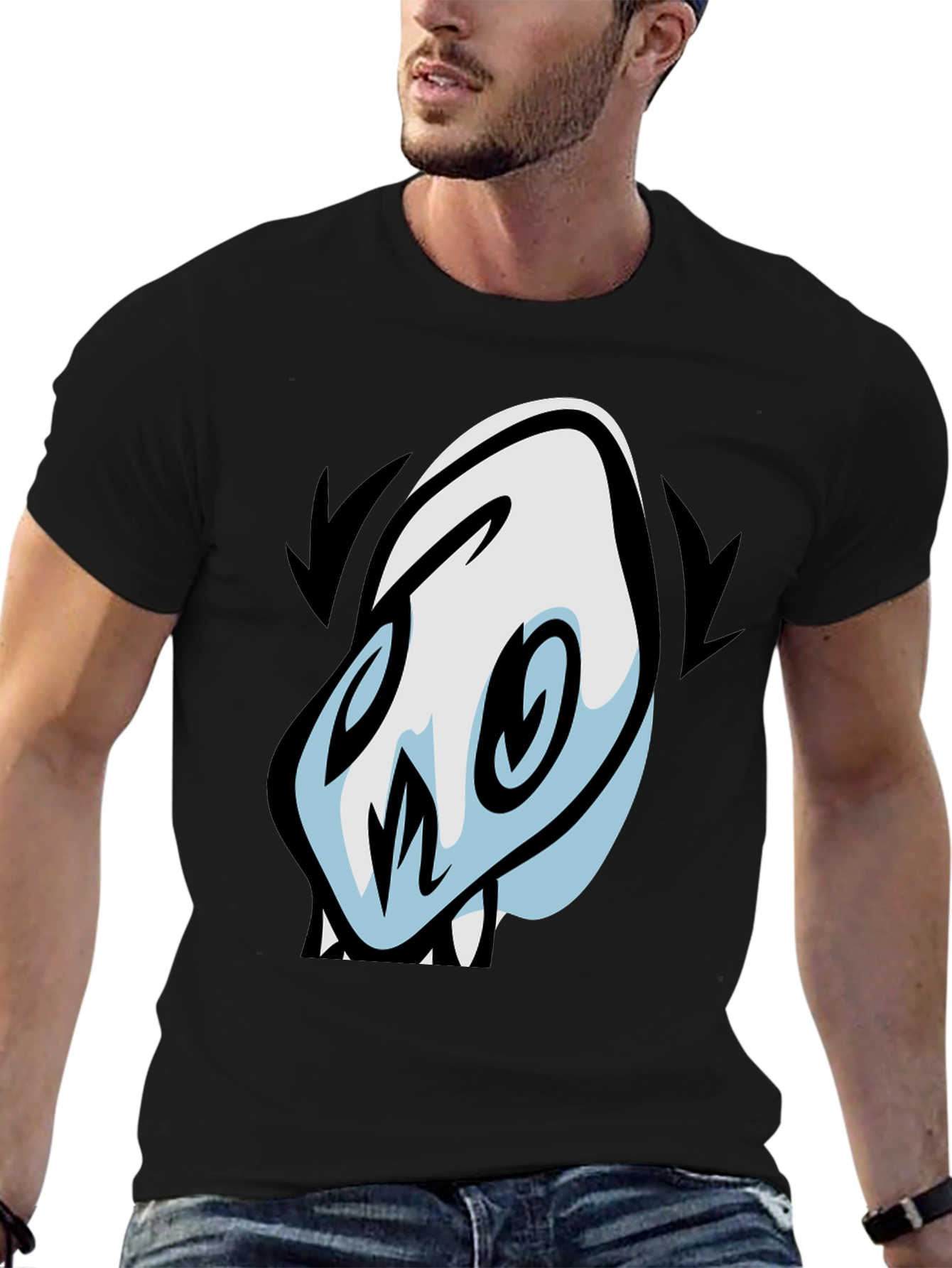 Skull Cartoon Graphic Black T-Shirt