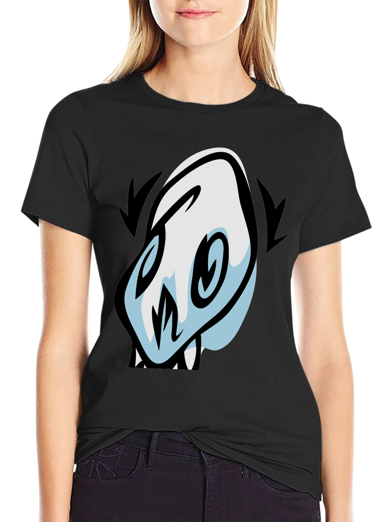 Skull Cartoon Graphic Black T-Shirt