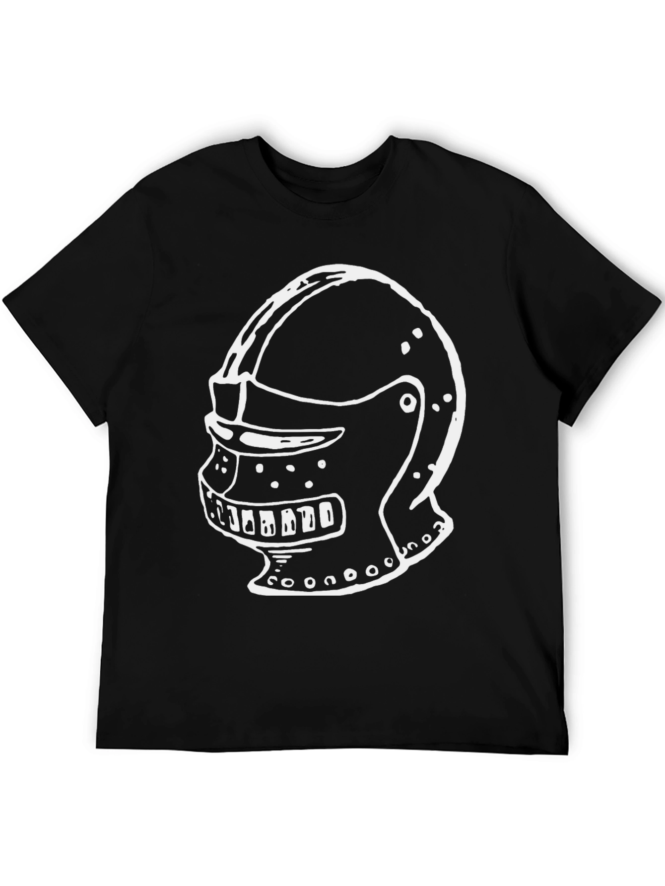Knight Helmet Graphic Tee - Black Cotton T-Shirt