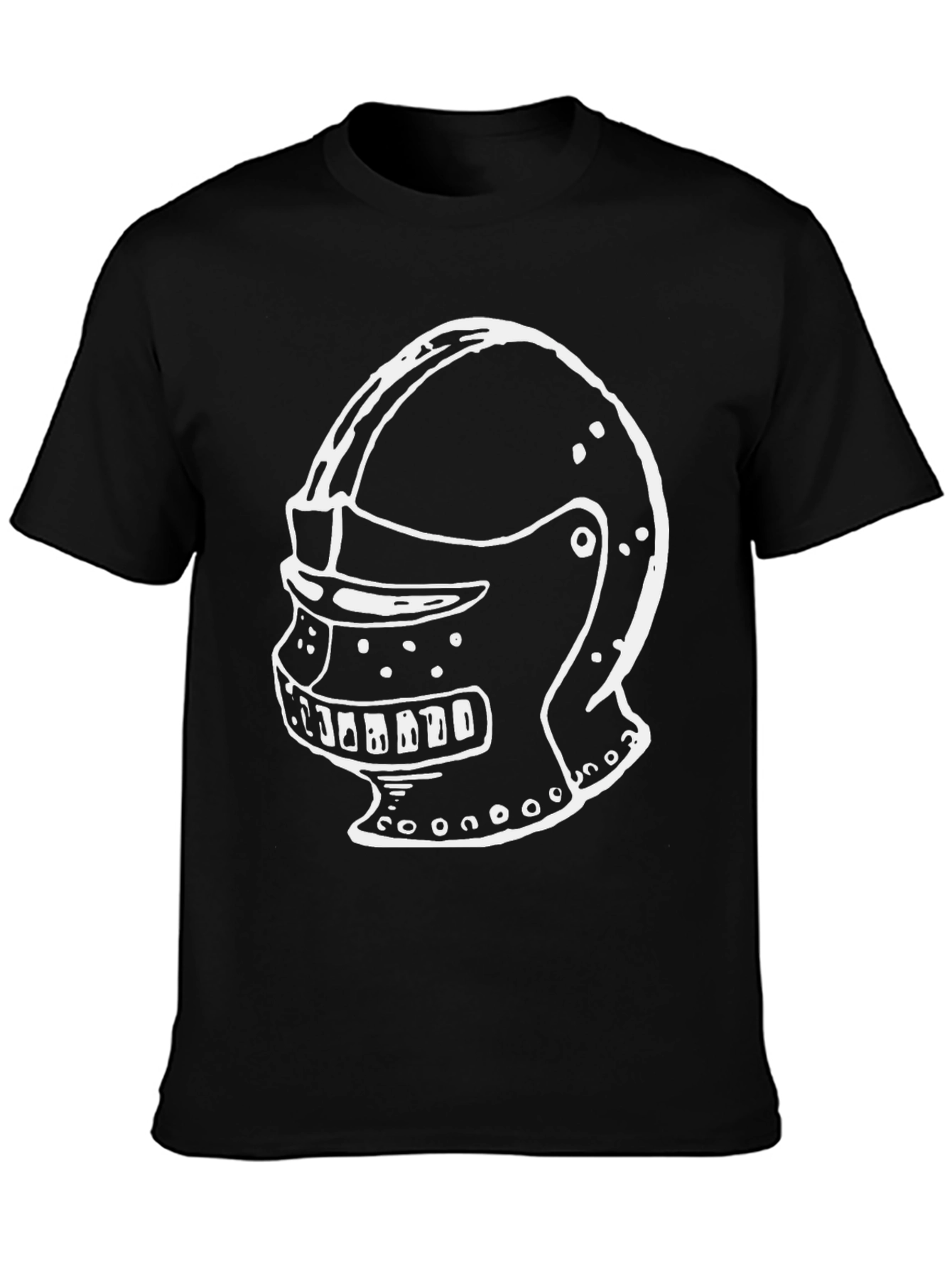 Knight Helmet Graphic Tee - Black Cotton T-Shirt