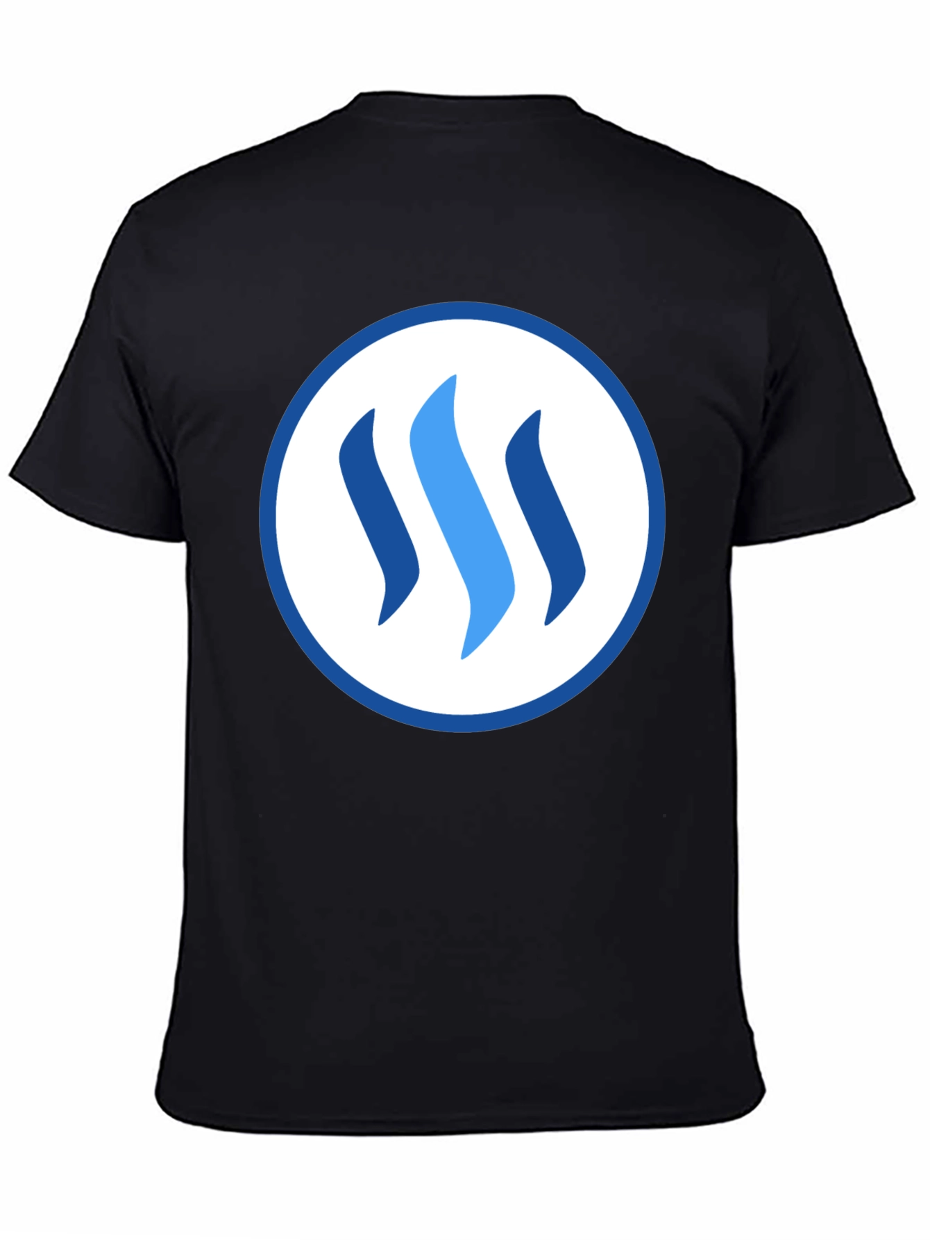 Stylish Blue Logo Graphic Black T-Shirt