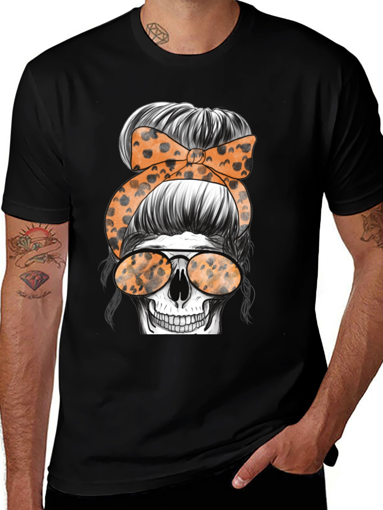 Messy Bun Skull T-Shirt