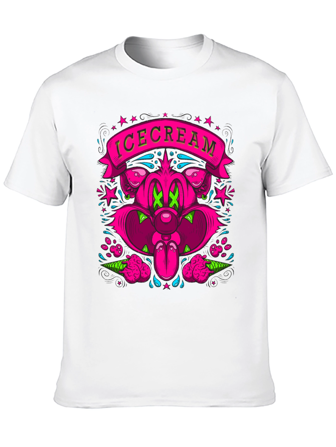 IceCream Cartoon Graphic Black T-Shirt
