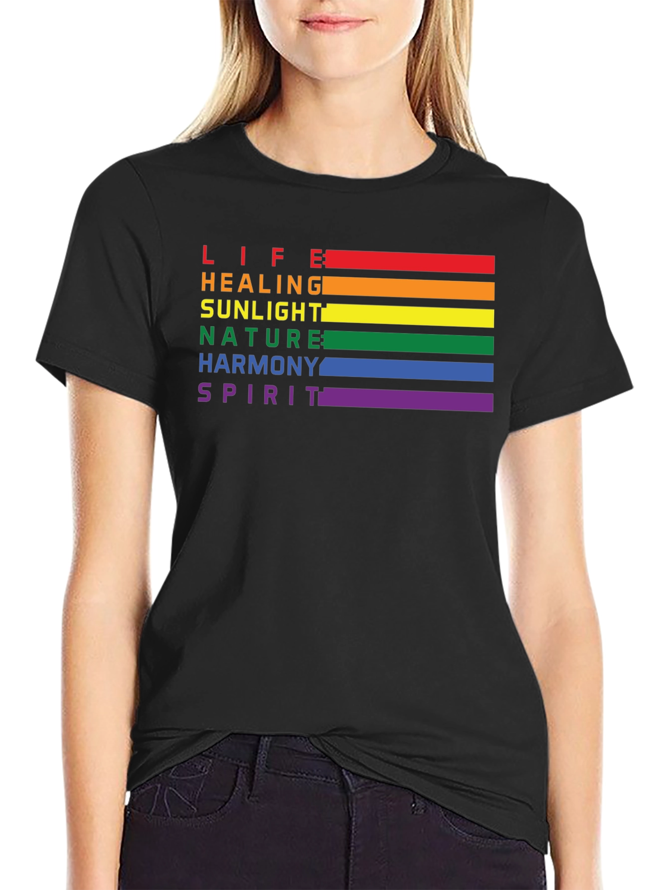 LGBT Pride Rainbow Stripe T-Shirt - Life Healing Love