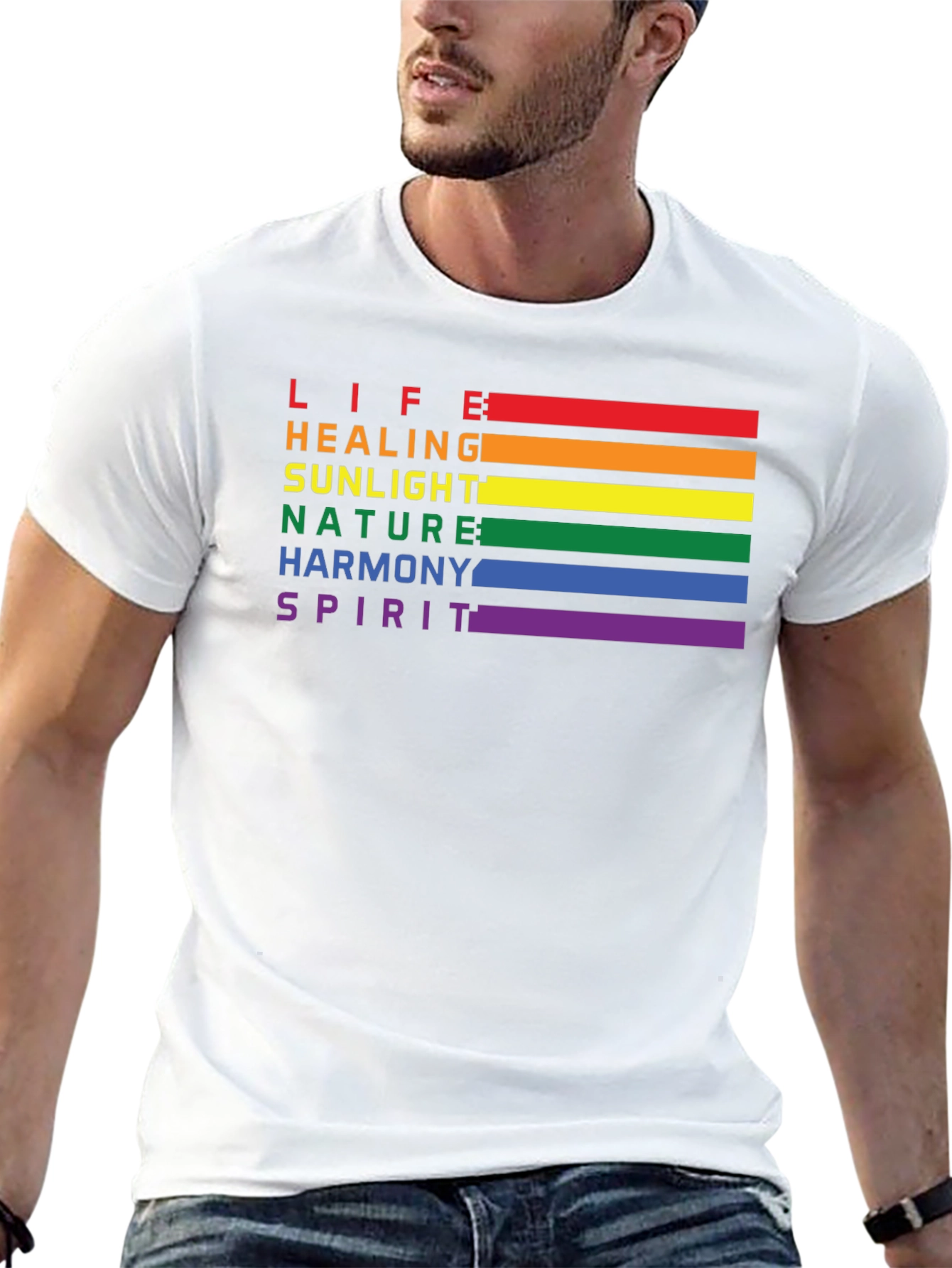 LGBT Pride Rainbow Stripe T-Shirt - Life Healing Love