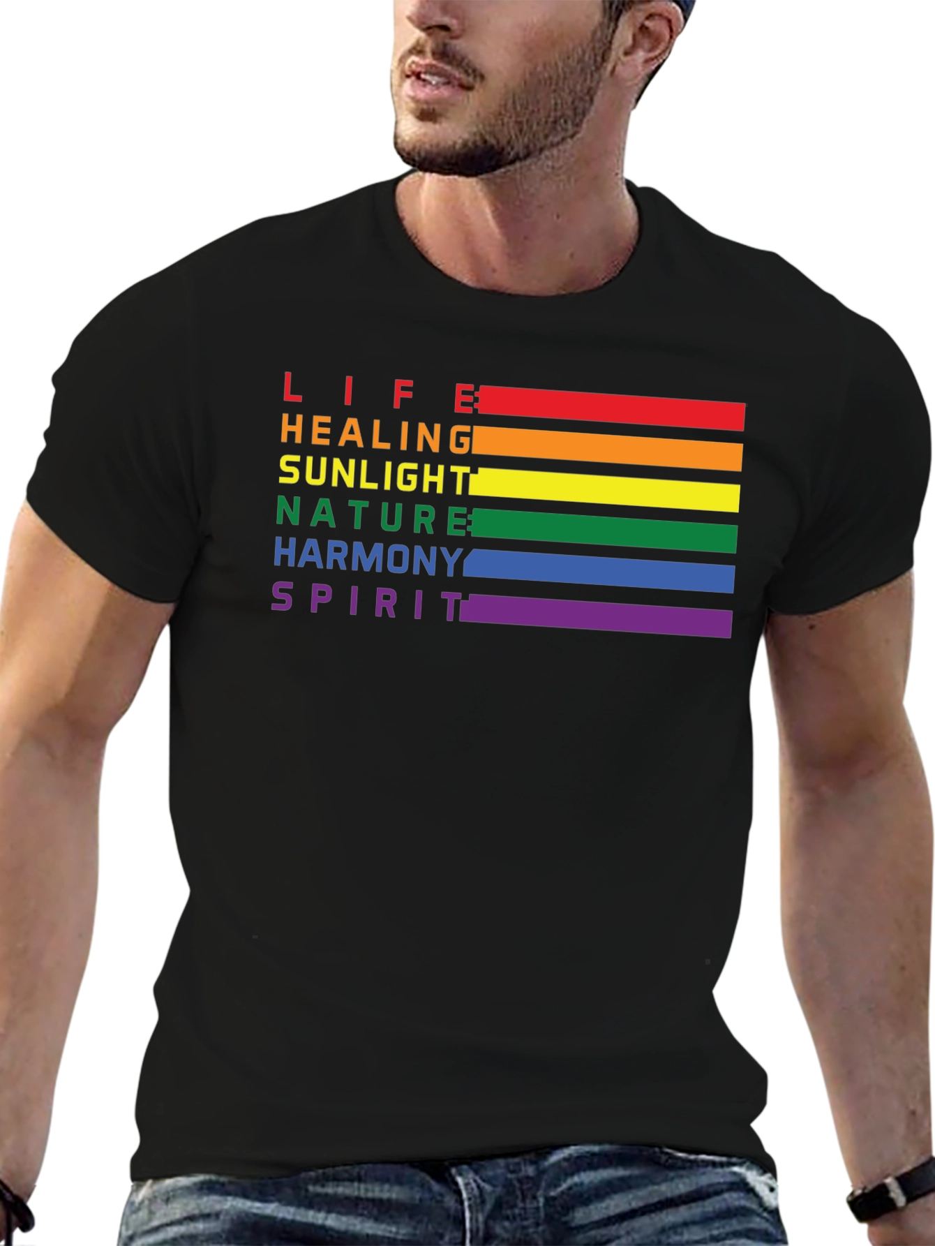 LGBT Pride Rainbow Stripe T-Shirt - Life Healing Love