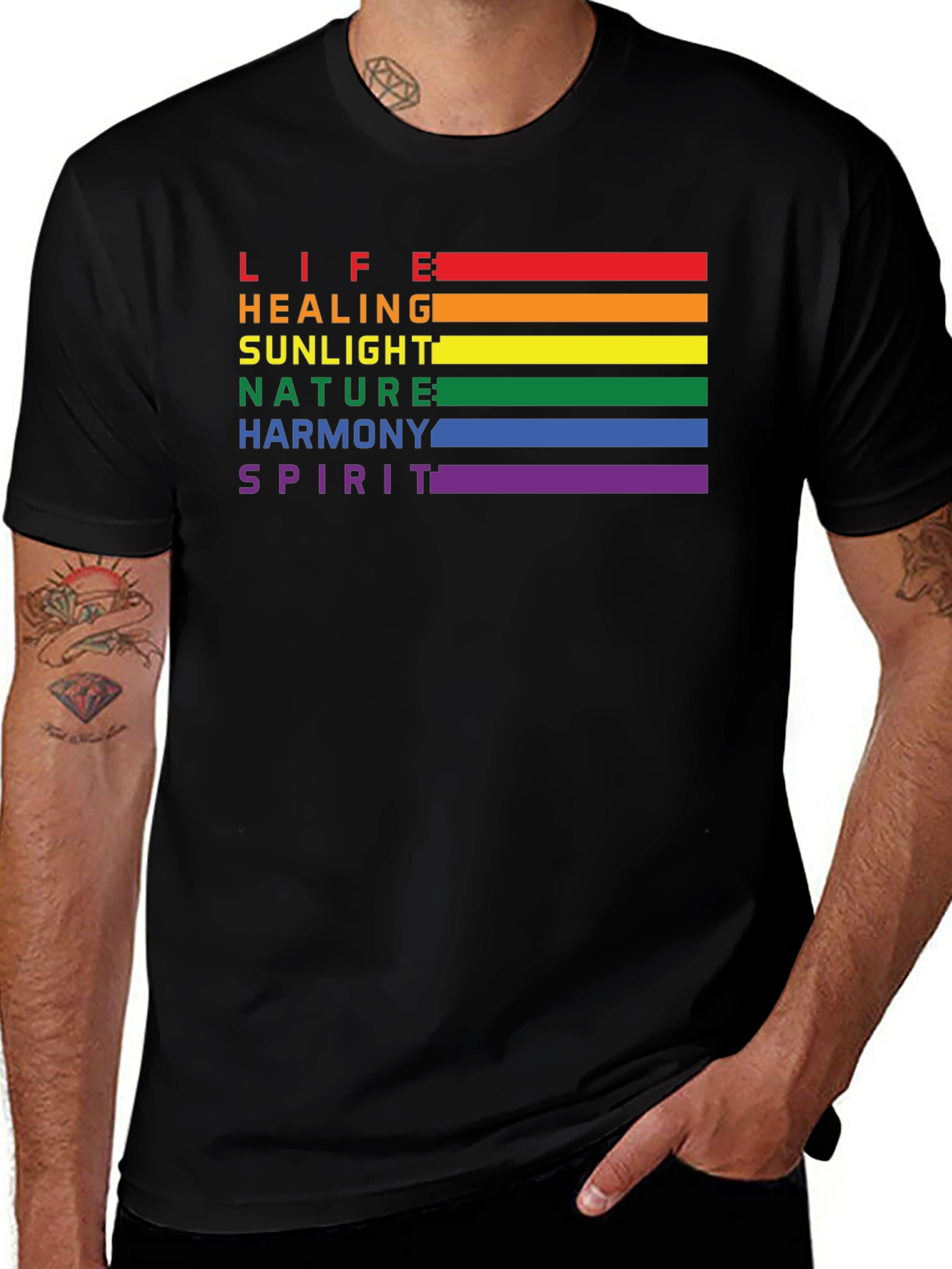 LGBT Pride Rainbow Stripe T-Shirt - Life Healing Love