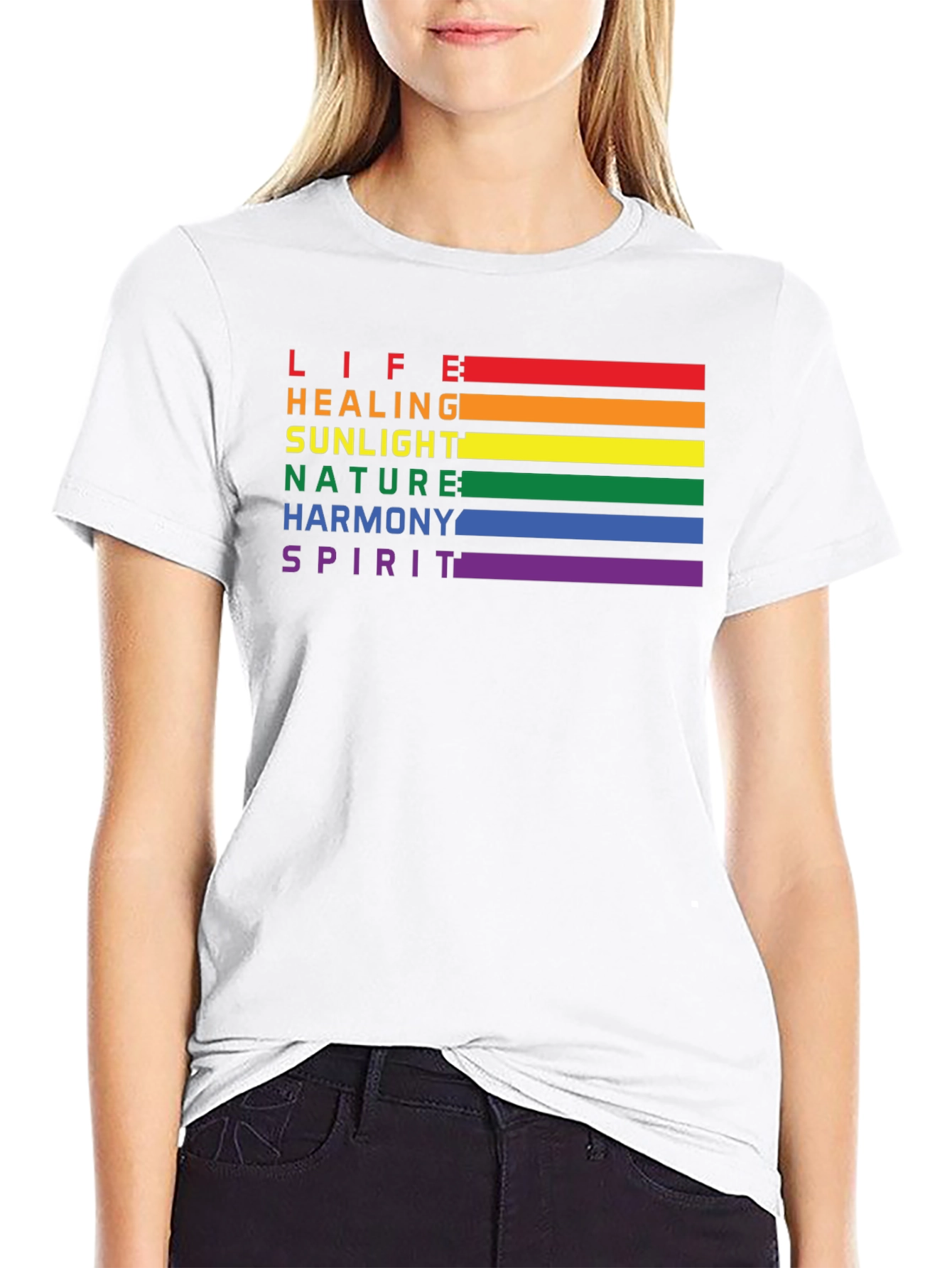 LGBT Pride Rainbow Stripe T-Shirt - Life Healing Love