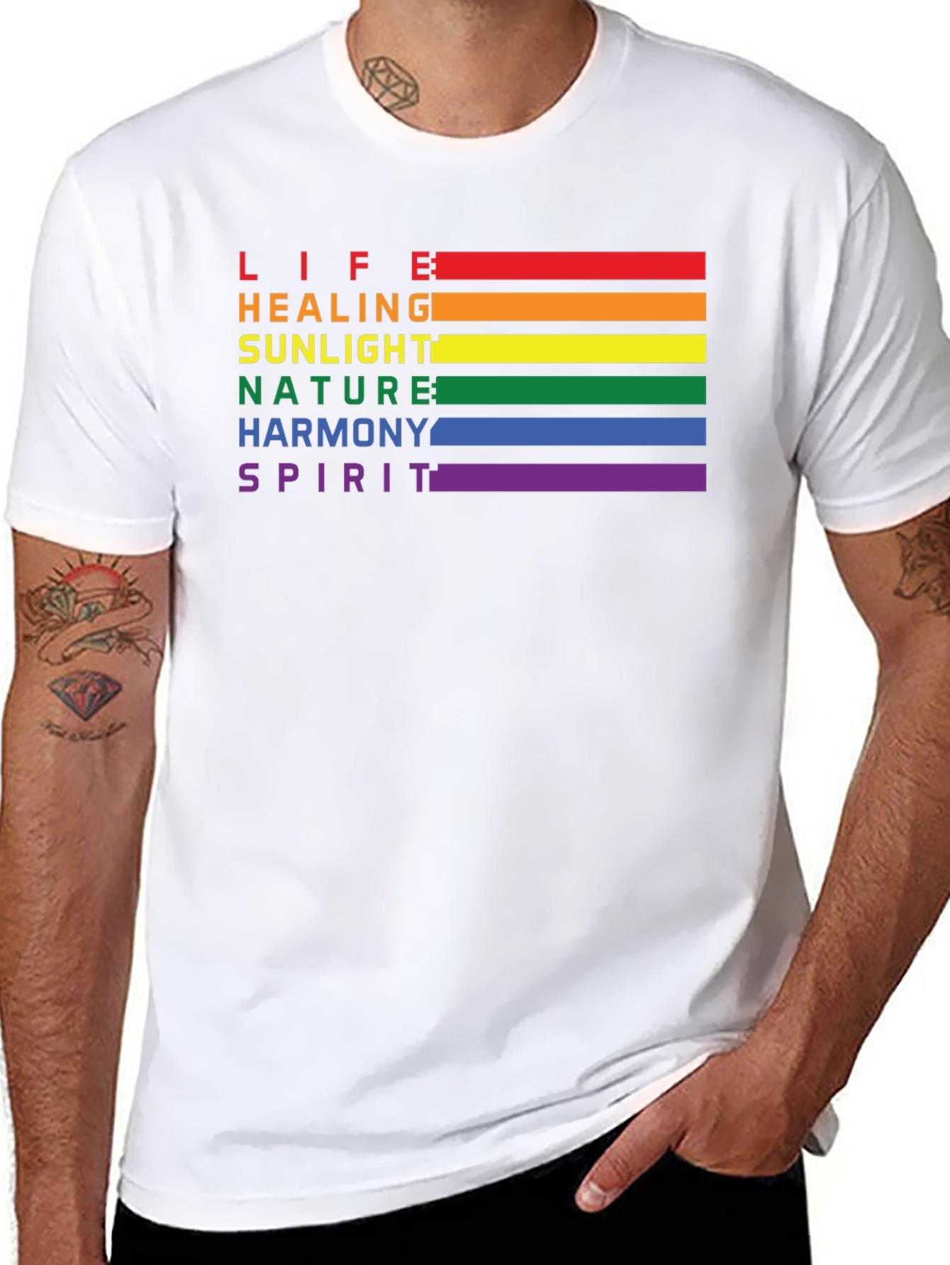 LGBT Pride Rainbow Stripe T-Shirt - Life Healing Love