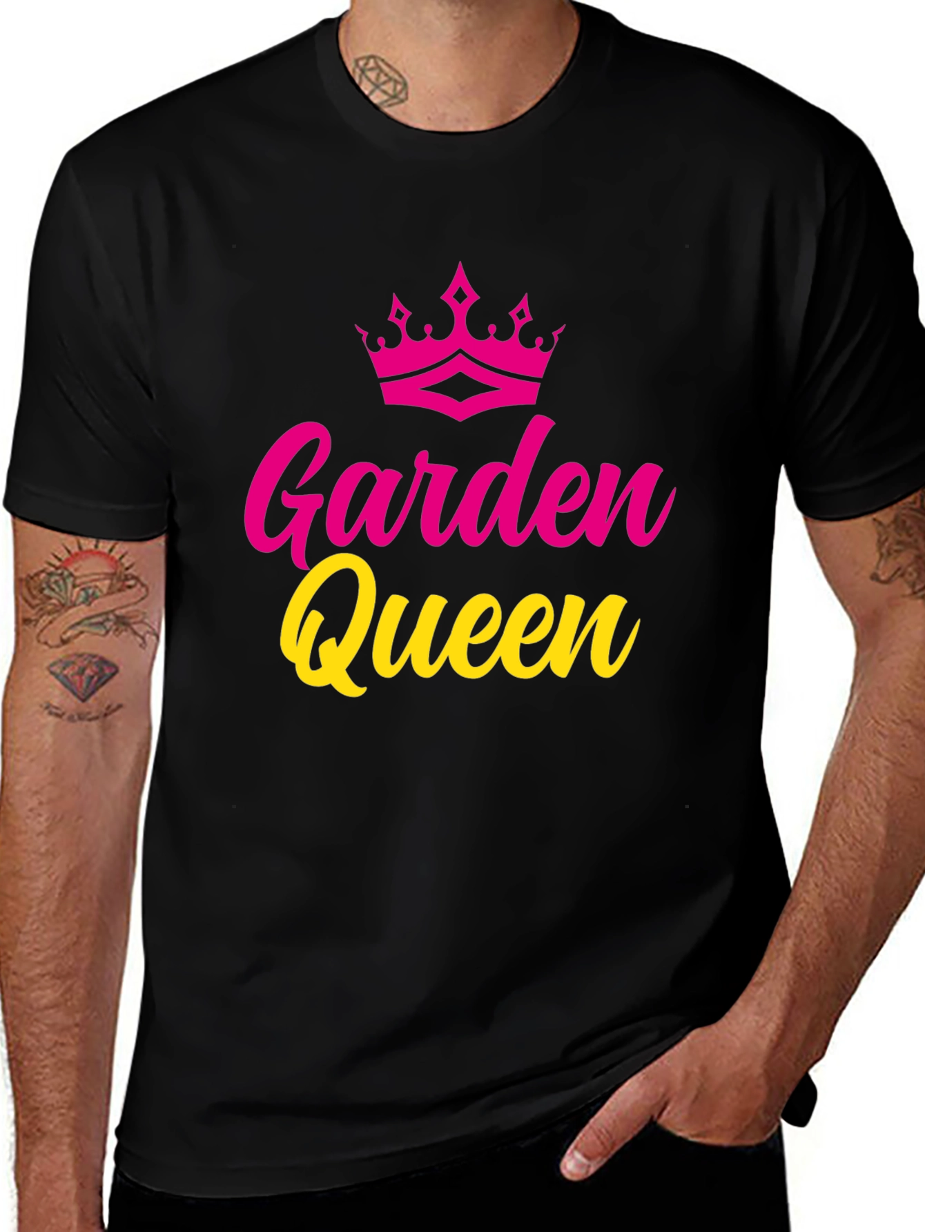 Garden Queen Graphic Tee - Black Cotton T-Shirt