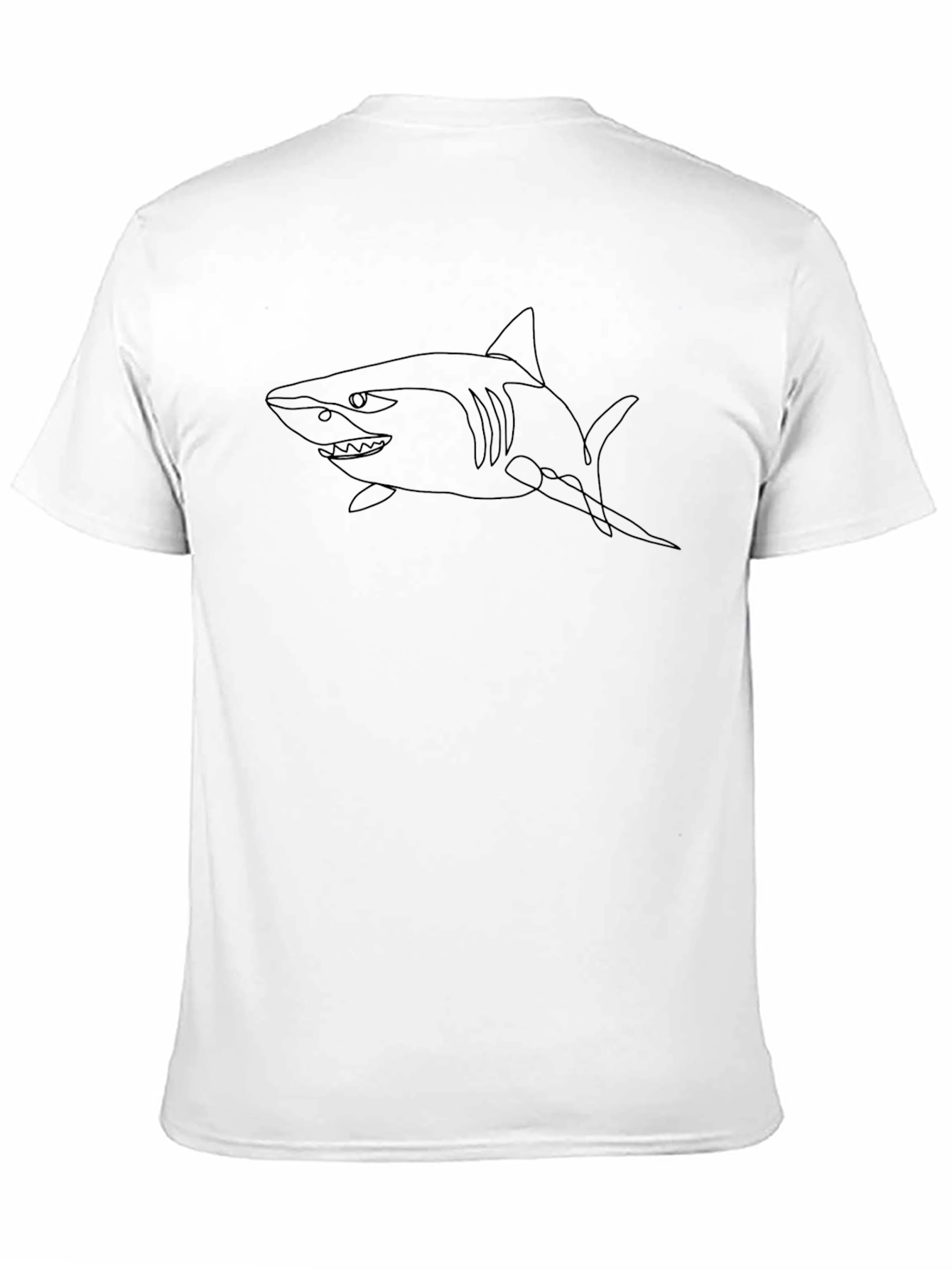 Shark Outline Graphic Tee - Black Cotton T-Shirt