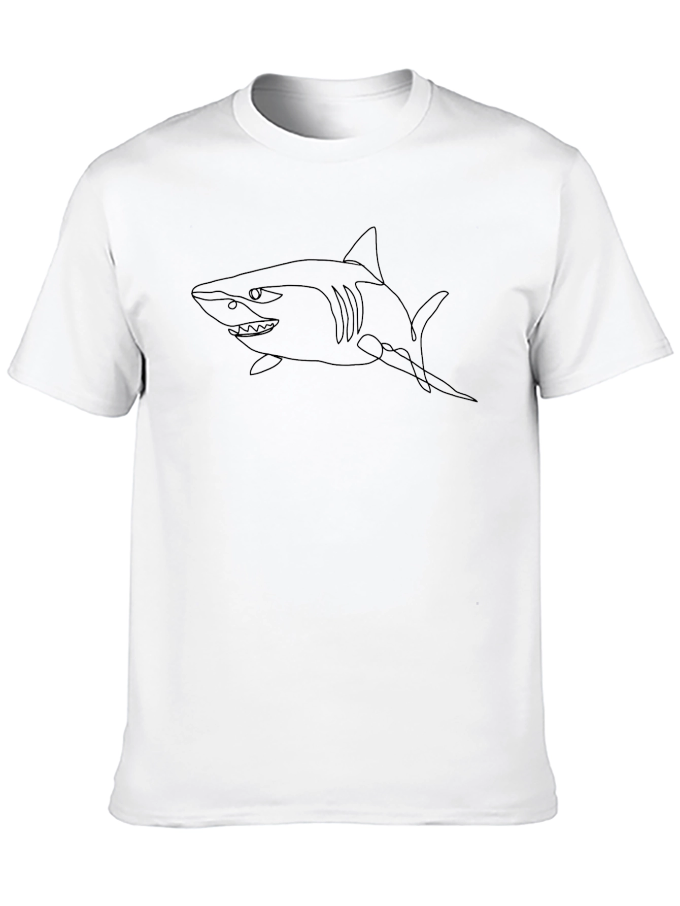 Shark Outline Graphic Tee - Black Cotton T-Shirt