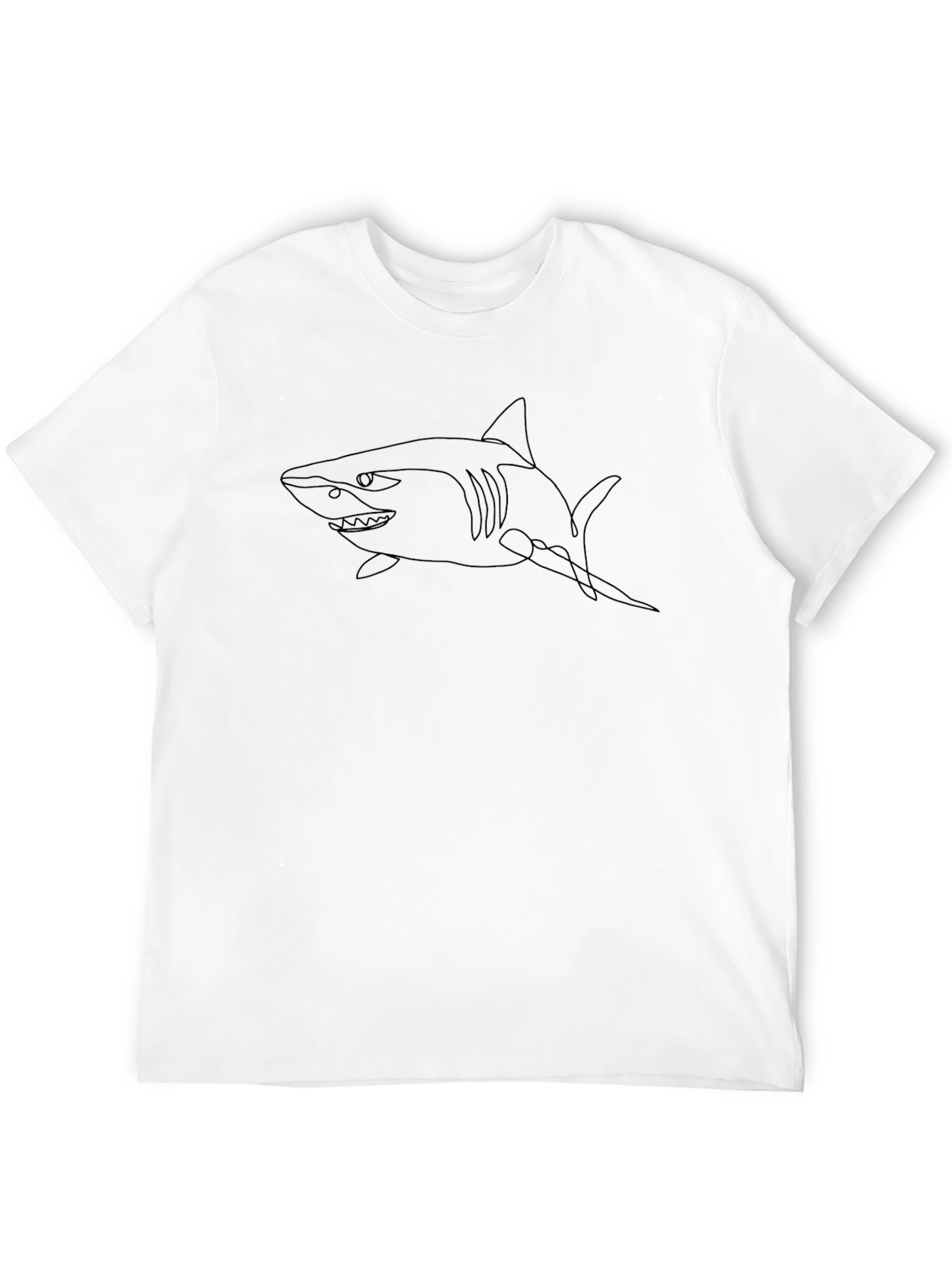 Shark Outline Graphic Tee - Black Cotton T-Shirt