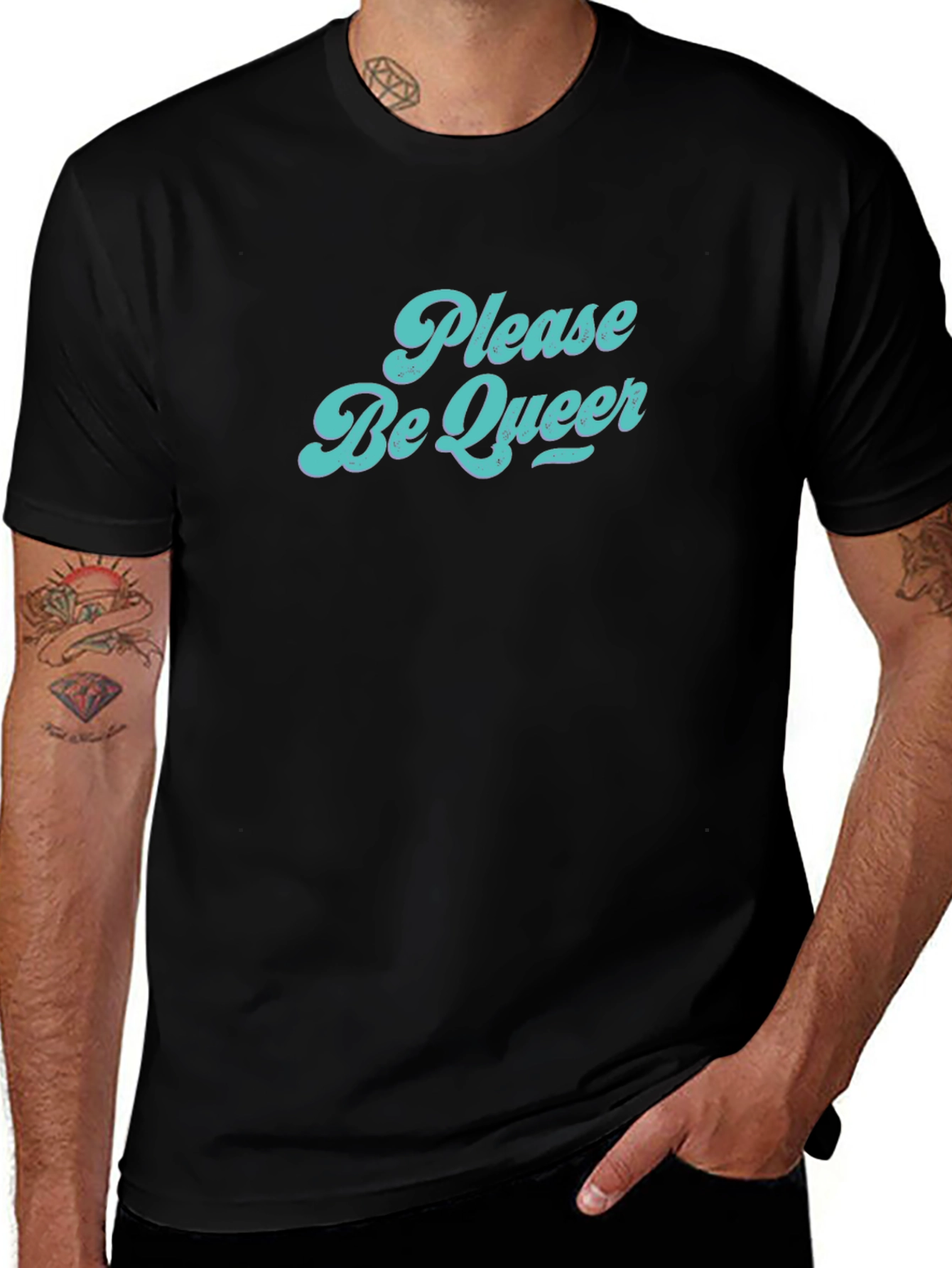Please Be Queer Graphic Tee - Black T-Shirt
