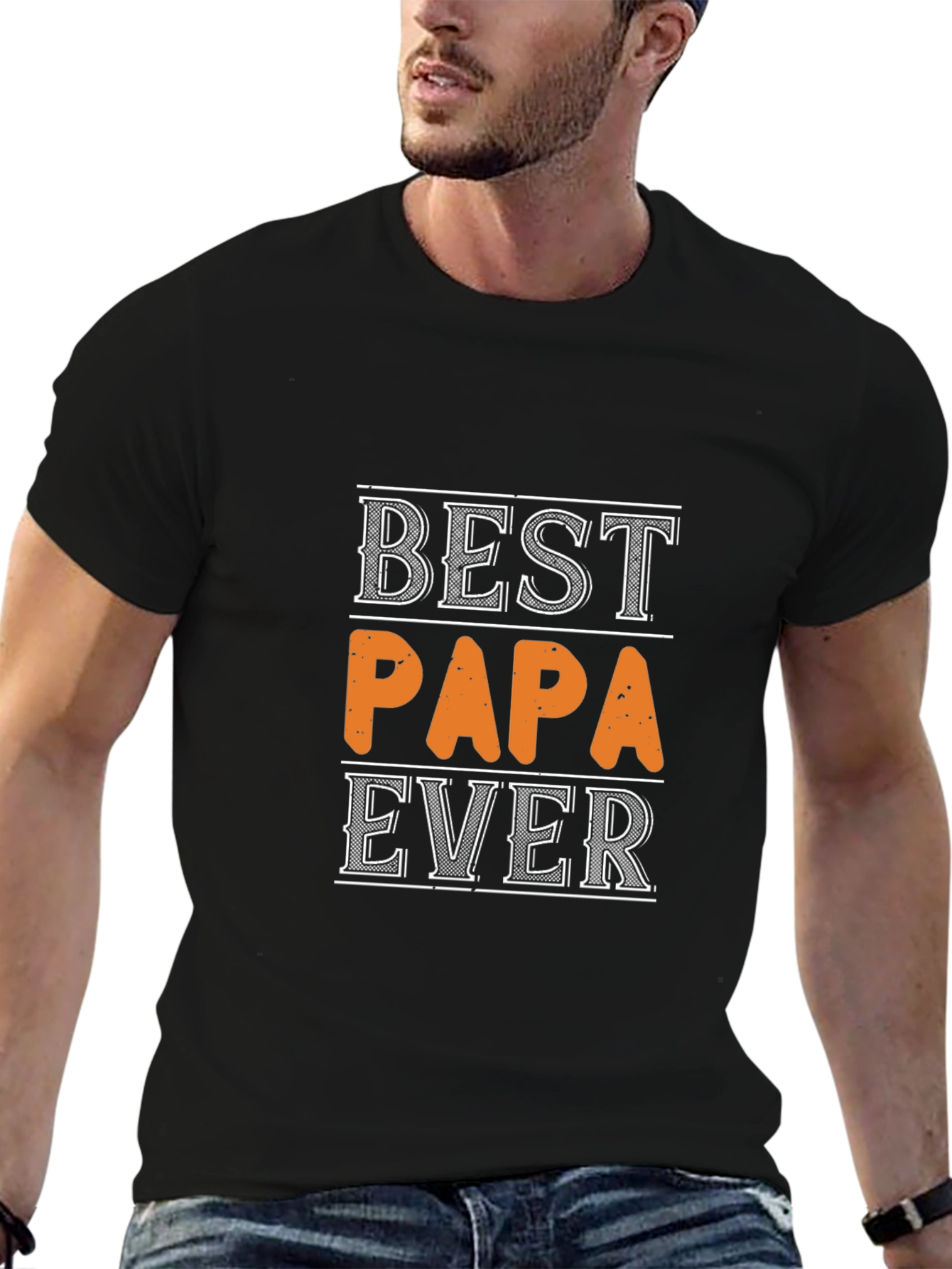 Best Papa Ever Black Graphic T-Shirt