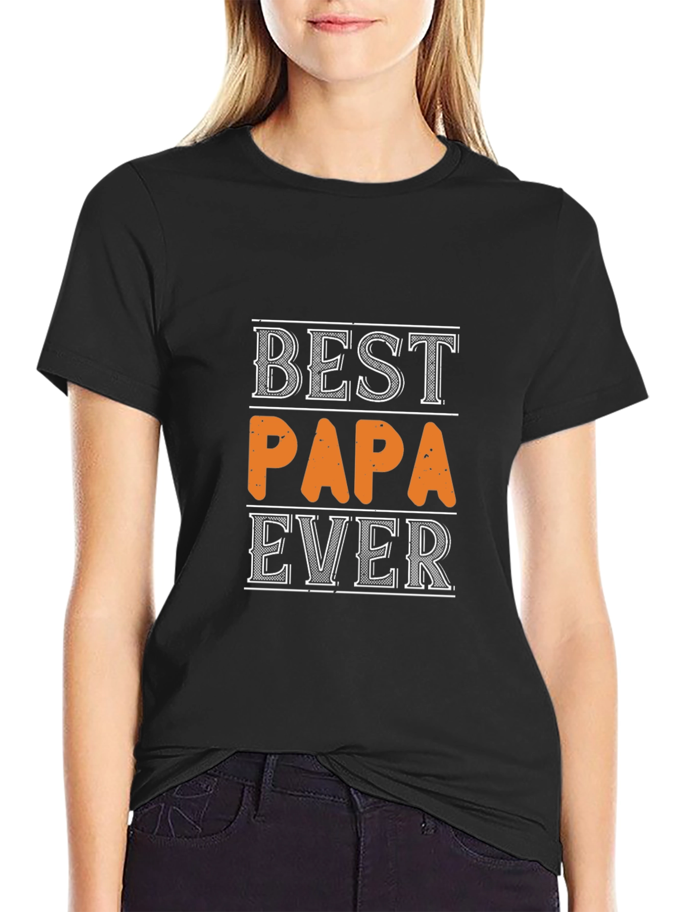 Best Papa Ever Black Graphic T-Shirt