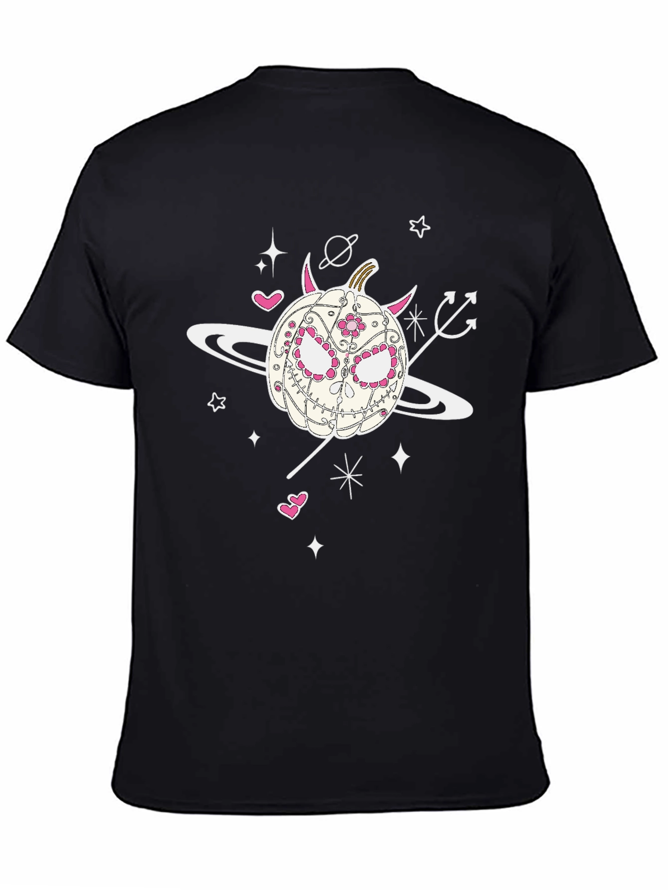 Sugar Skull Pumpkin Tee - Halloween Spooky Space Vibes