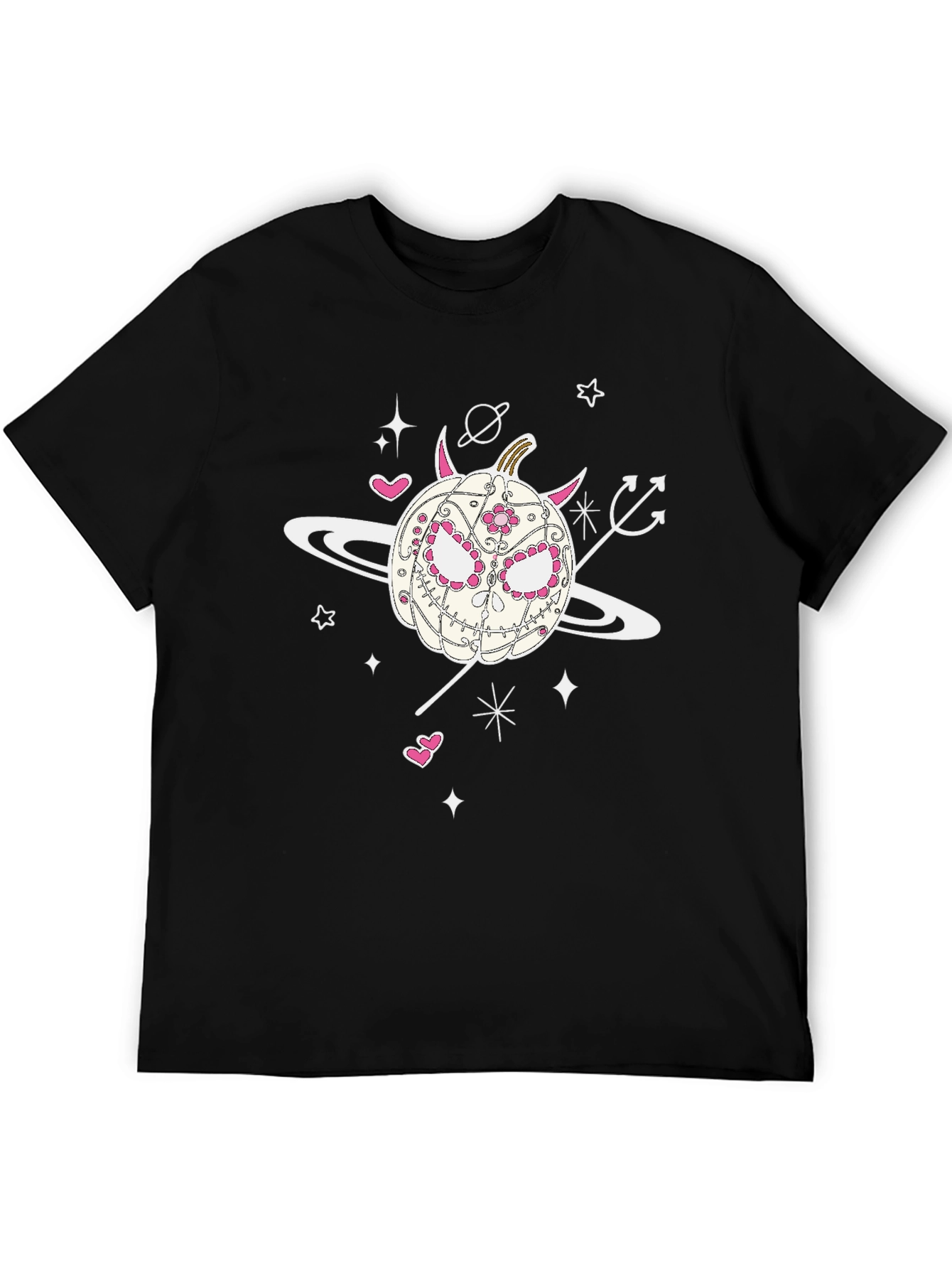 Sugar Skull Pumpkin Tee - Halloween Spooky Space Vibes