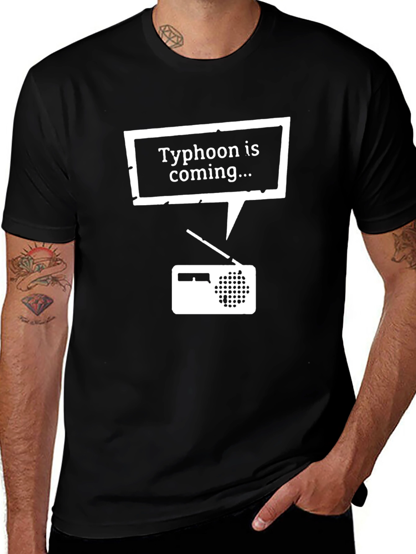 Typhoon Warning Novelty Black T-Shirt