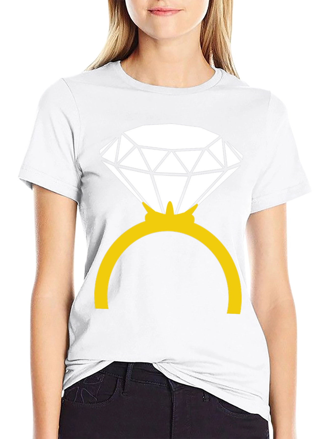 Diamond Ring Graphic Tee - Black Cotton Blend