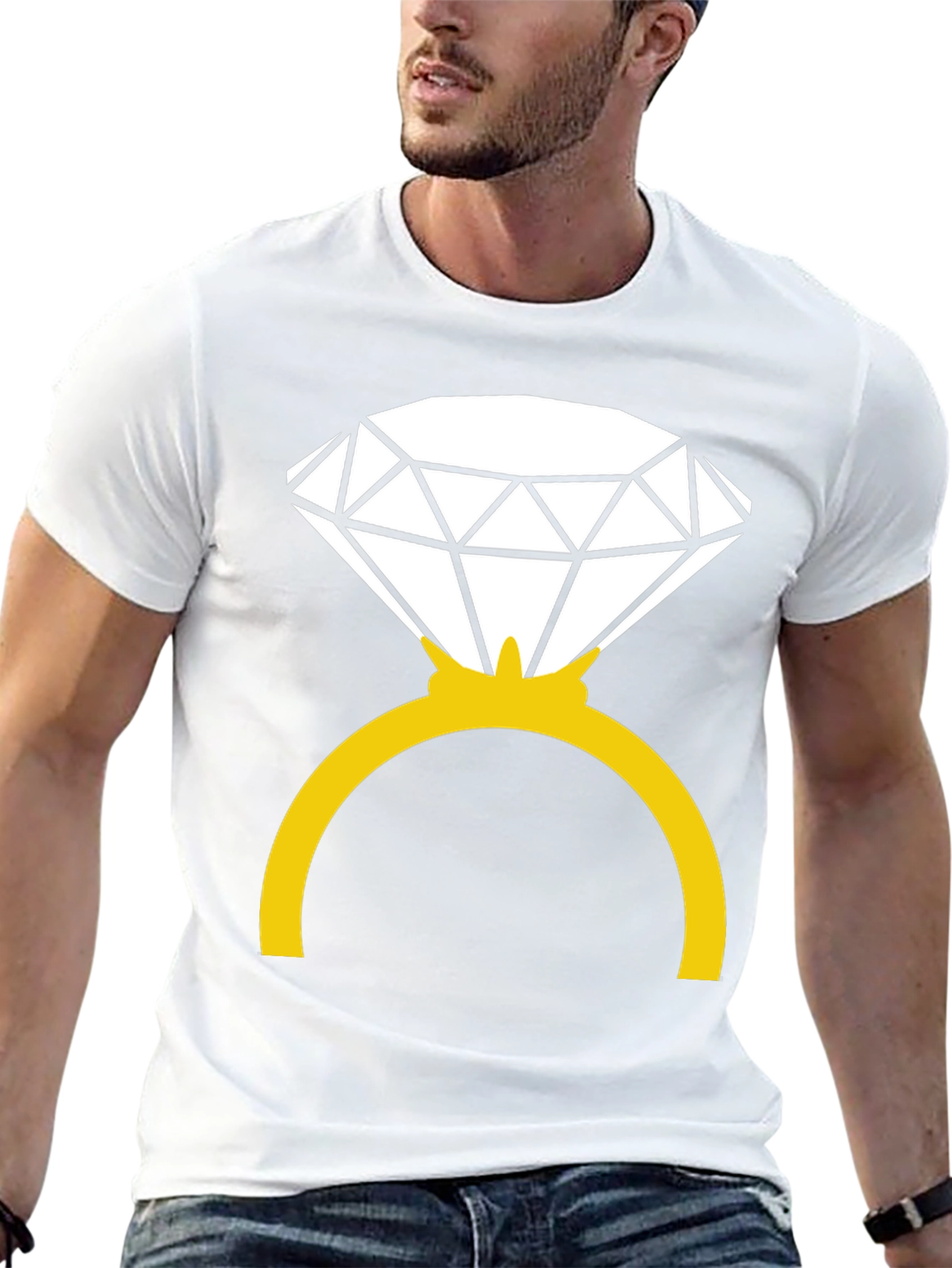 Diamond Ring Graphic Tee - Black Cotton Blend