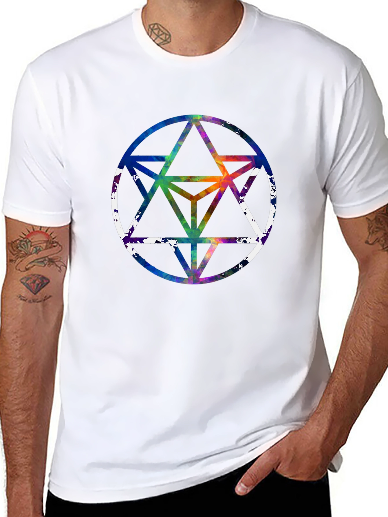 Geometric Starburst Graphic Tee - Mens Black T-Shirt