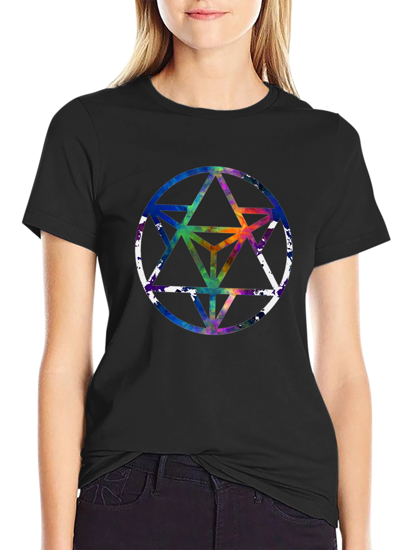 Geometric Starburst Graphic Tee - Mens Black T-Shirt