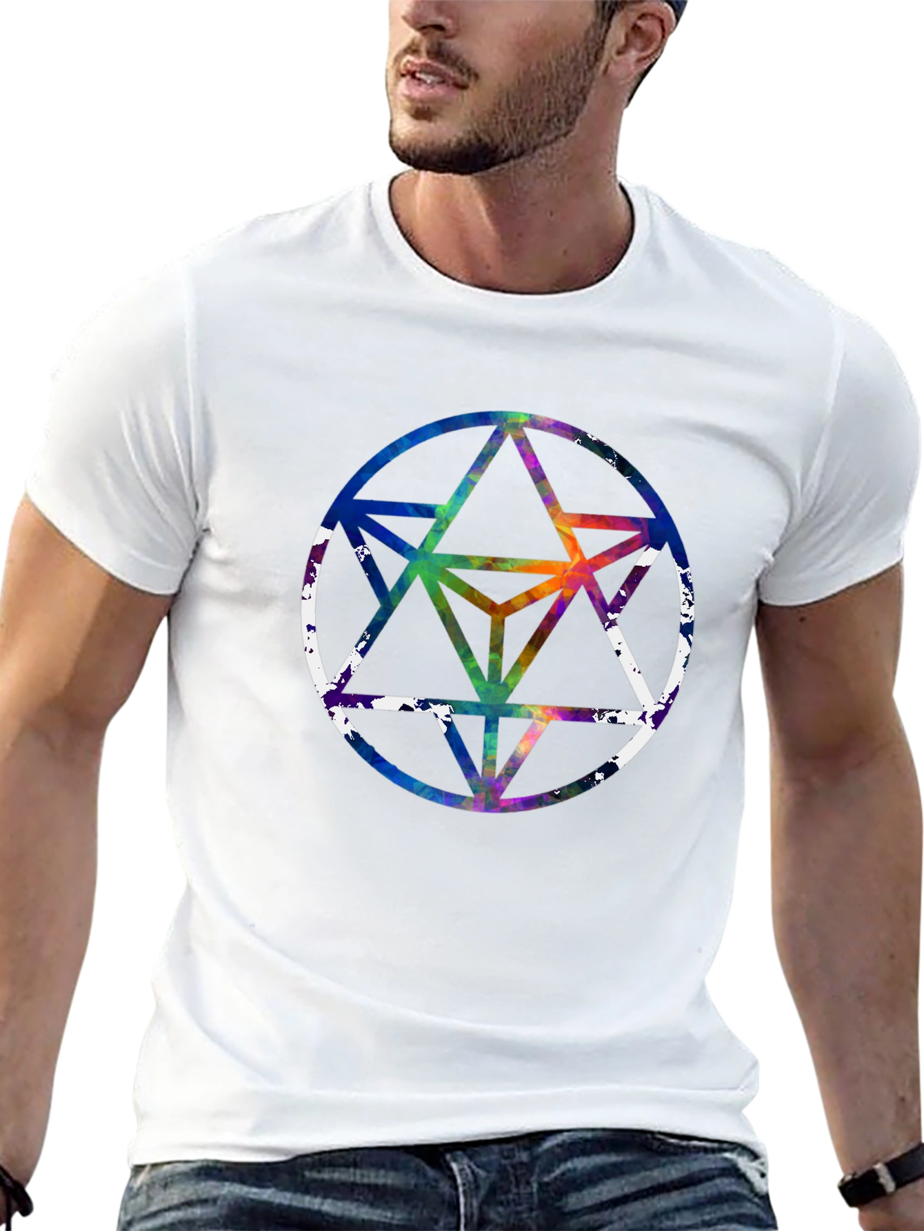Geometric Starburst Graphic Tee - Mens Black T-Shirt