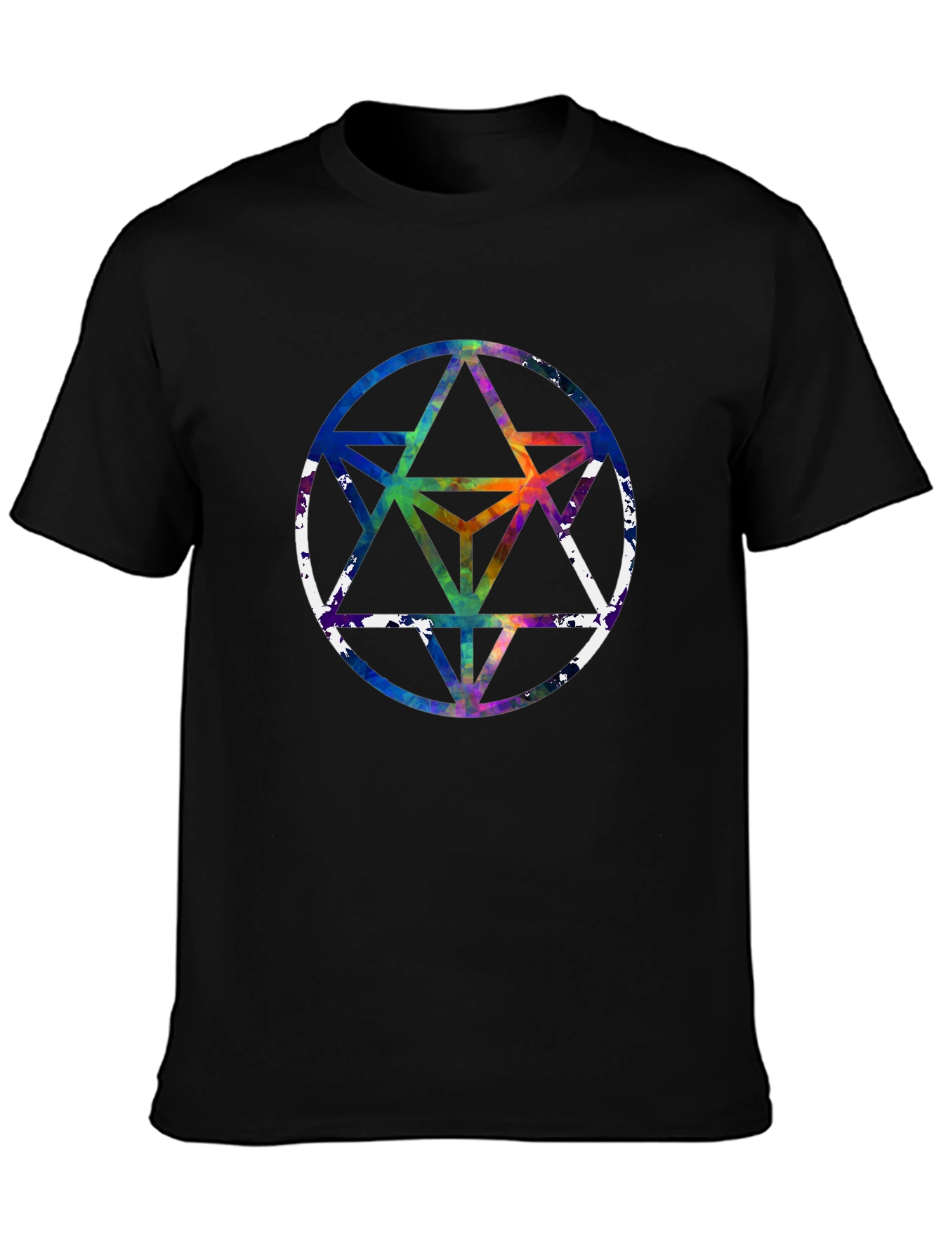 Geometric Starburst Graphic Tee - Mens Black T-Shirt