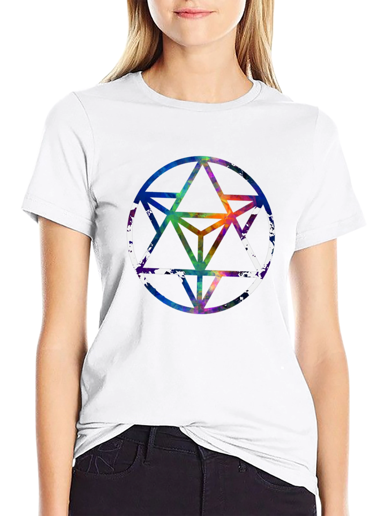 Geometric Starburst Graphic Tee - Mens Black T-Shirt