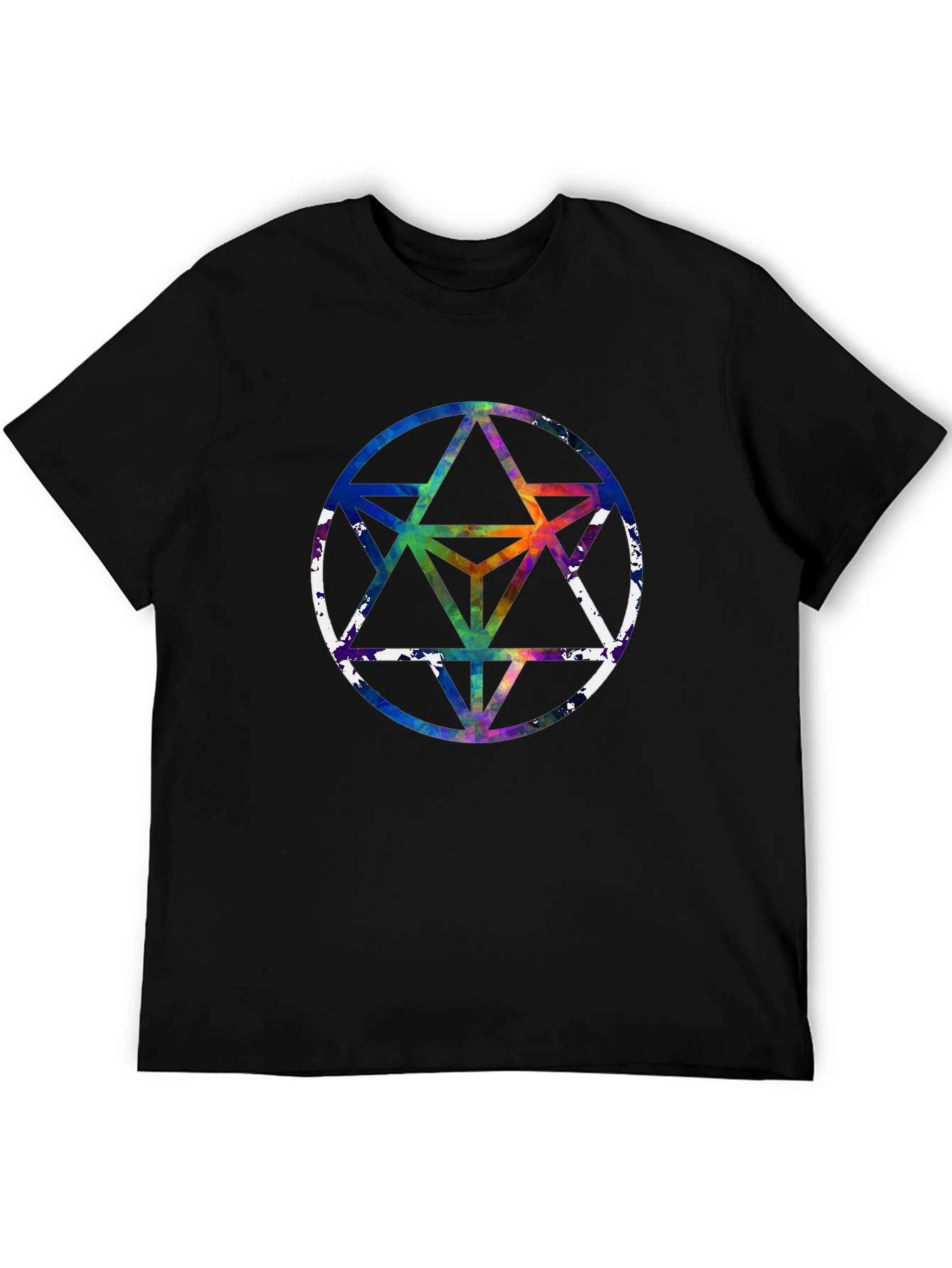 Geometric Starburst Graphic Tee - Mens Black T-Shirt