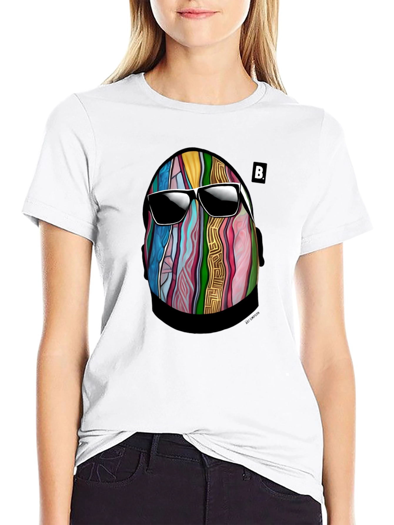 Abstract Face Graphic Mens Black T-Shirt