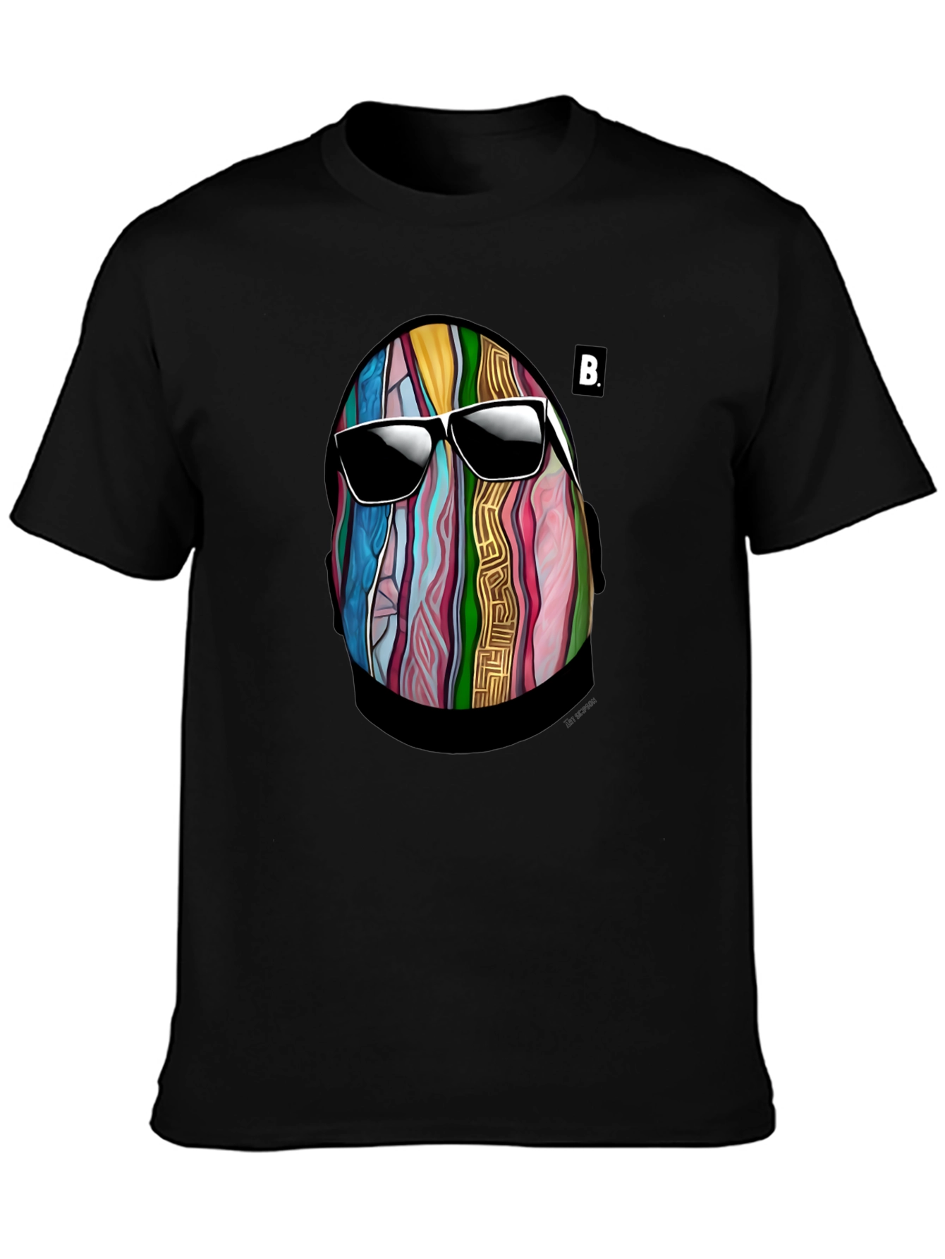 Abstract Face Graphic Mens Black T-Shirt