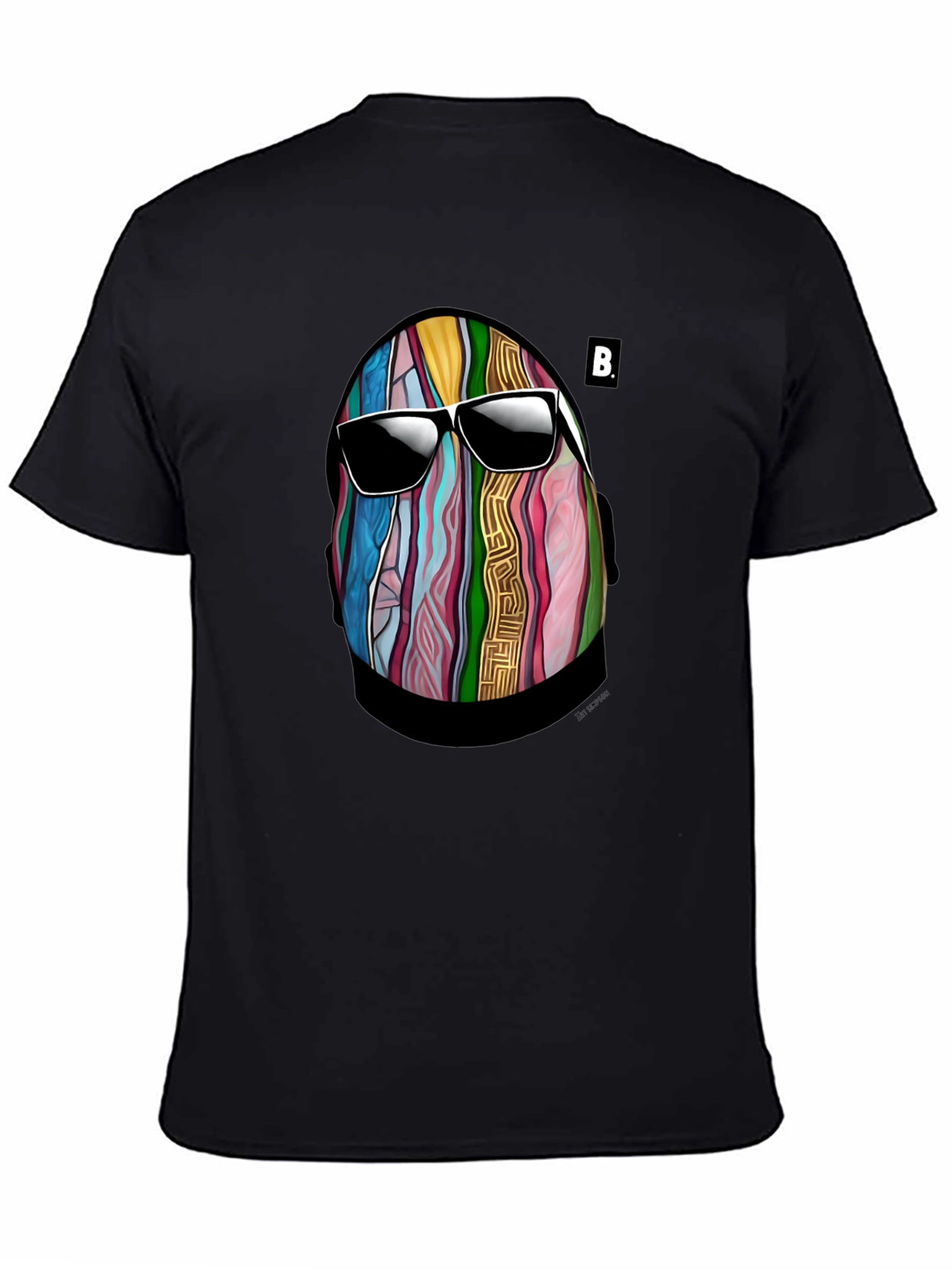 Abstract Face Graphic Mens Black T-Shirt
