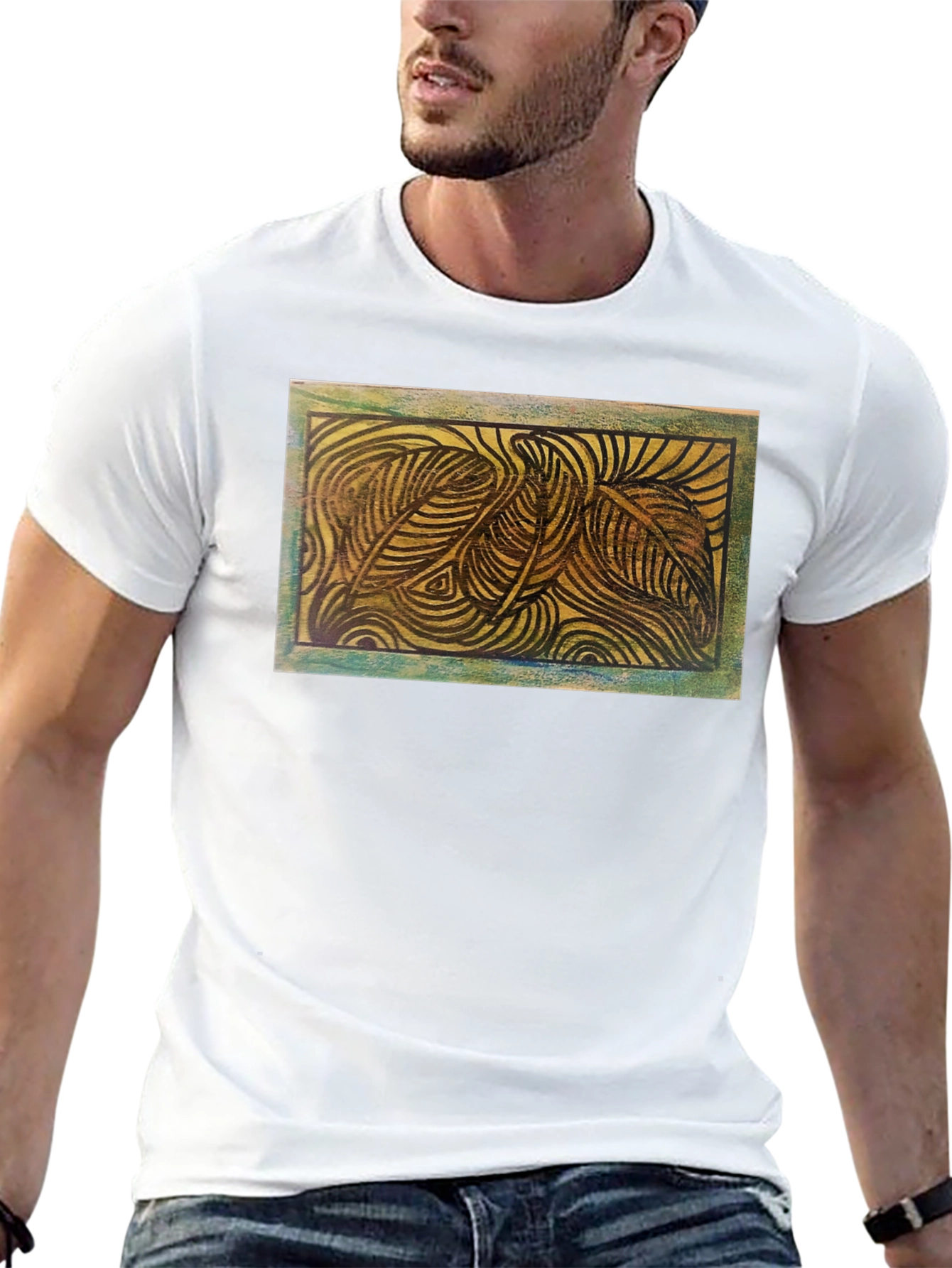 Abstract Leaves Graphic Tee - Nature Inspired Design