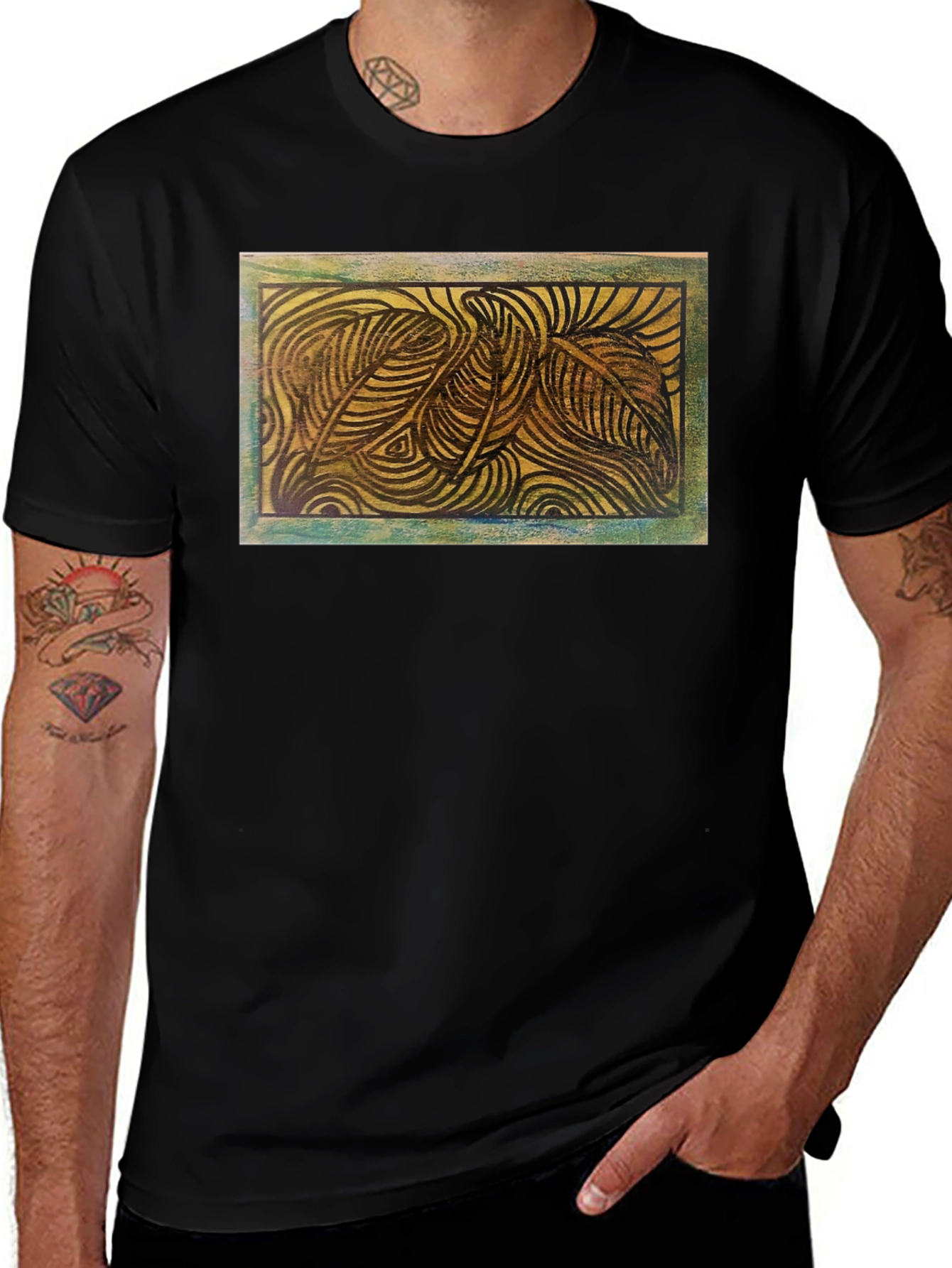 Abstract Leaves Graphic Tee - Nature Inspired Design