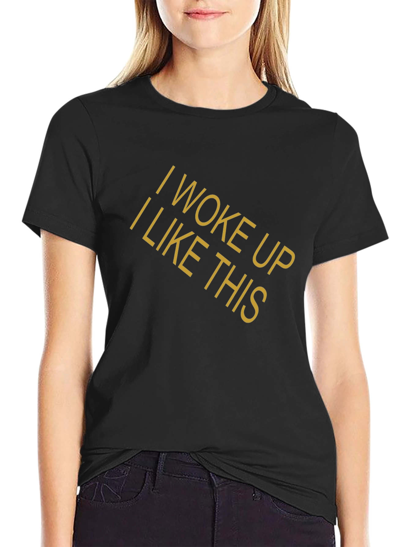 I Woke Up Like This Graphic Tee - Black