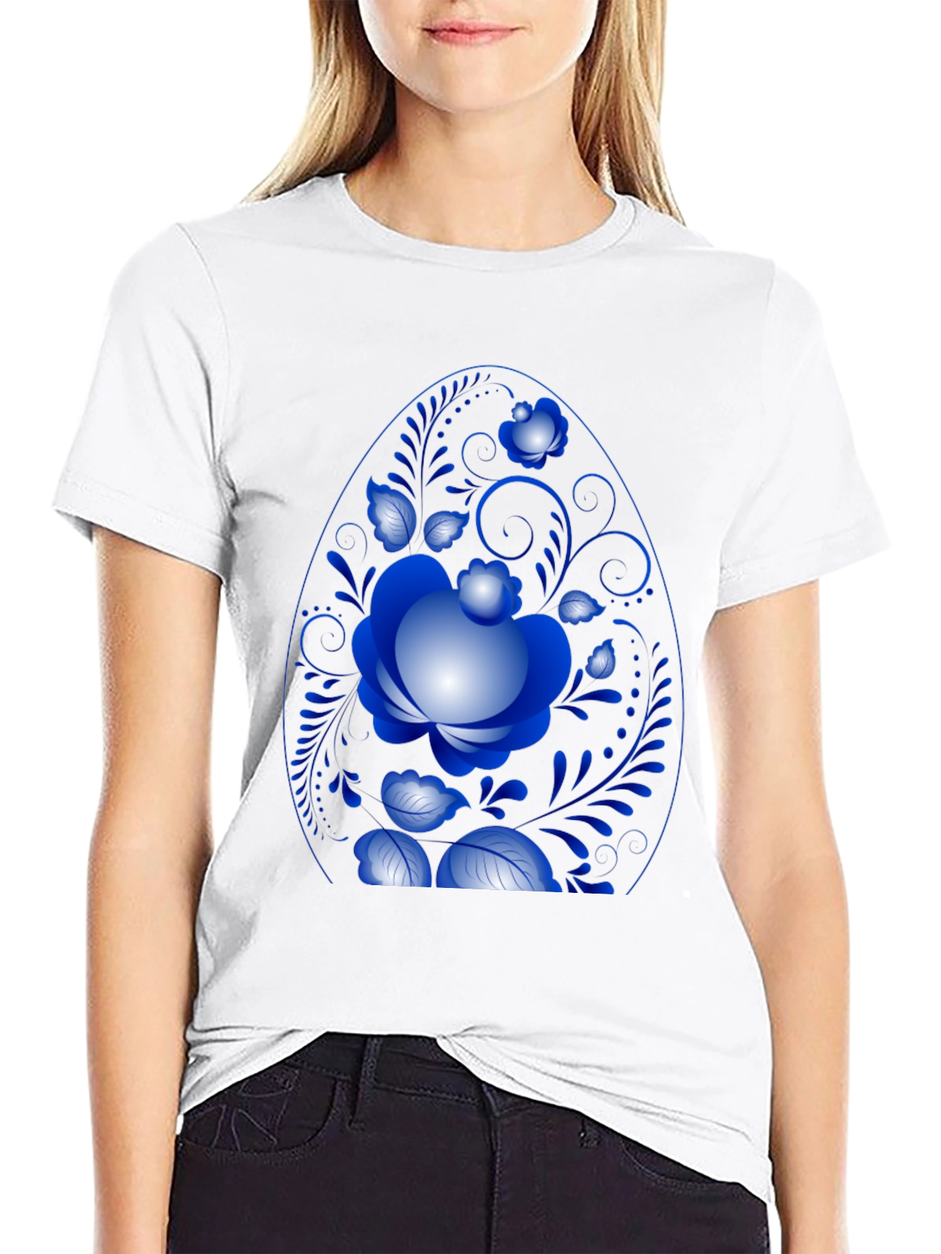 Floral Egg Graphic Black Tee