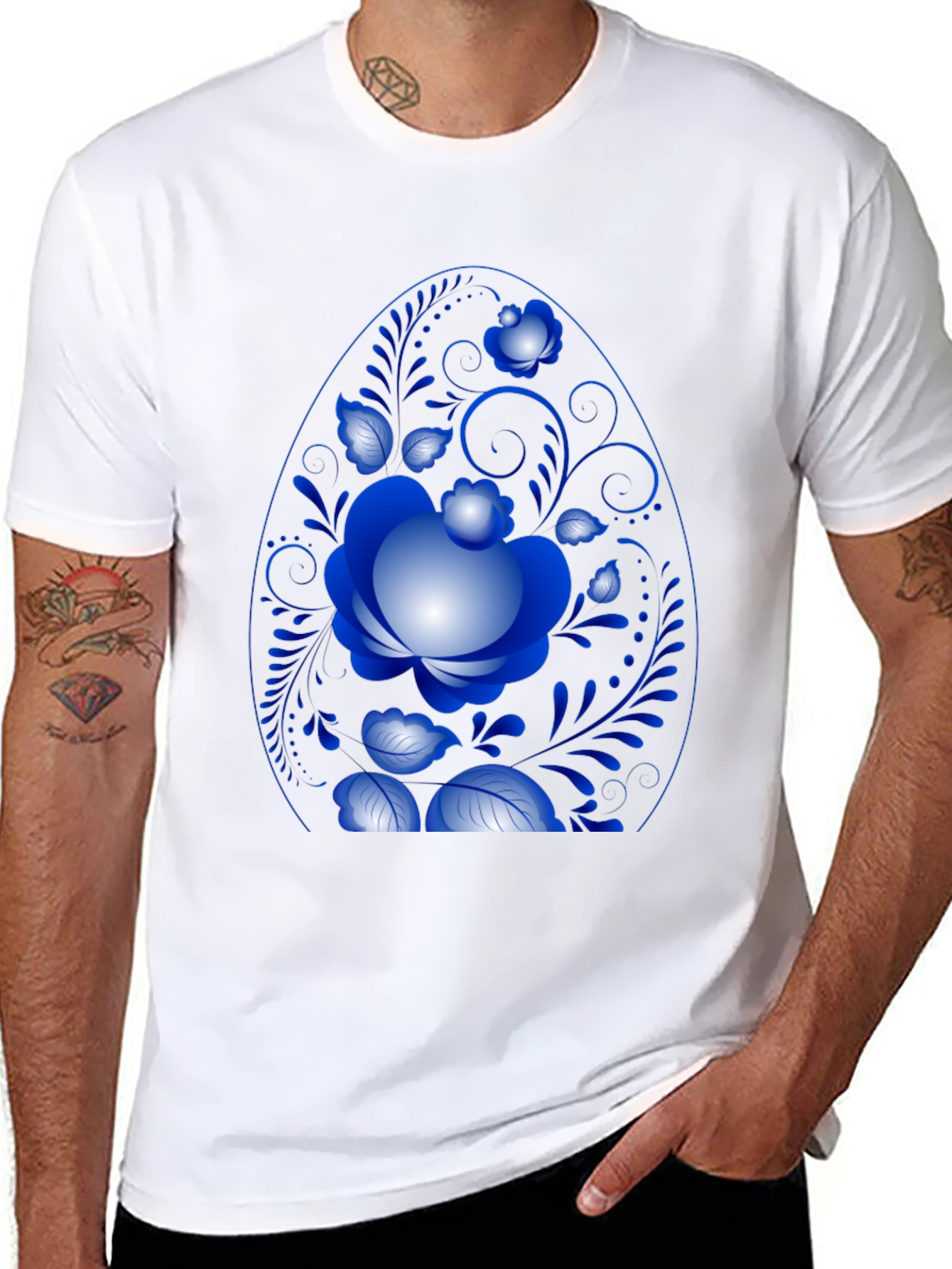 Floral Egg Graphic Black Tee