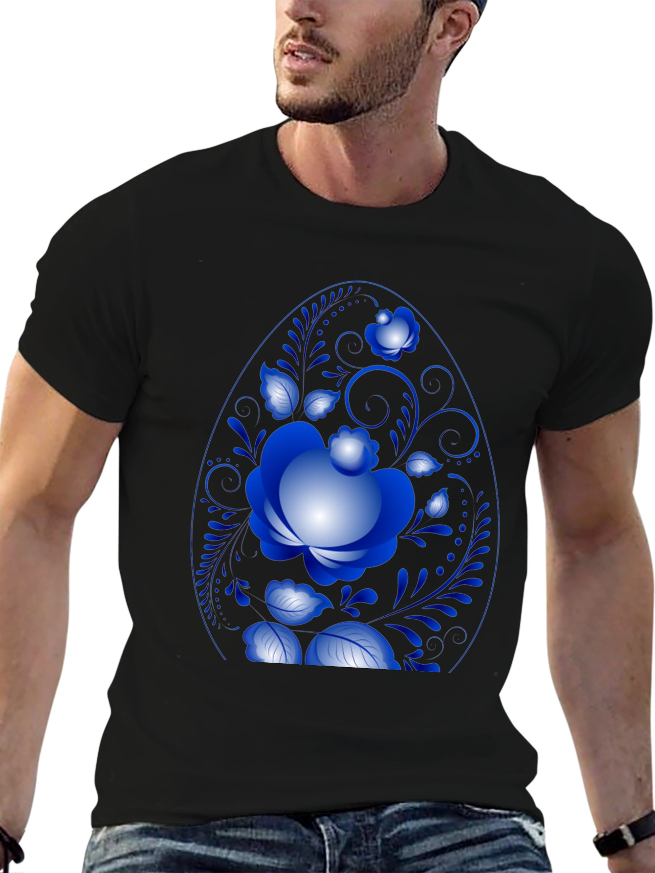 Floral Egg Graphic Black Tee