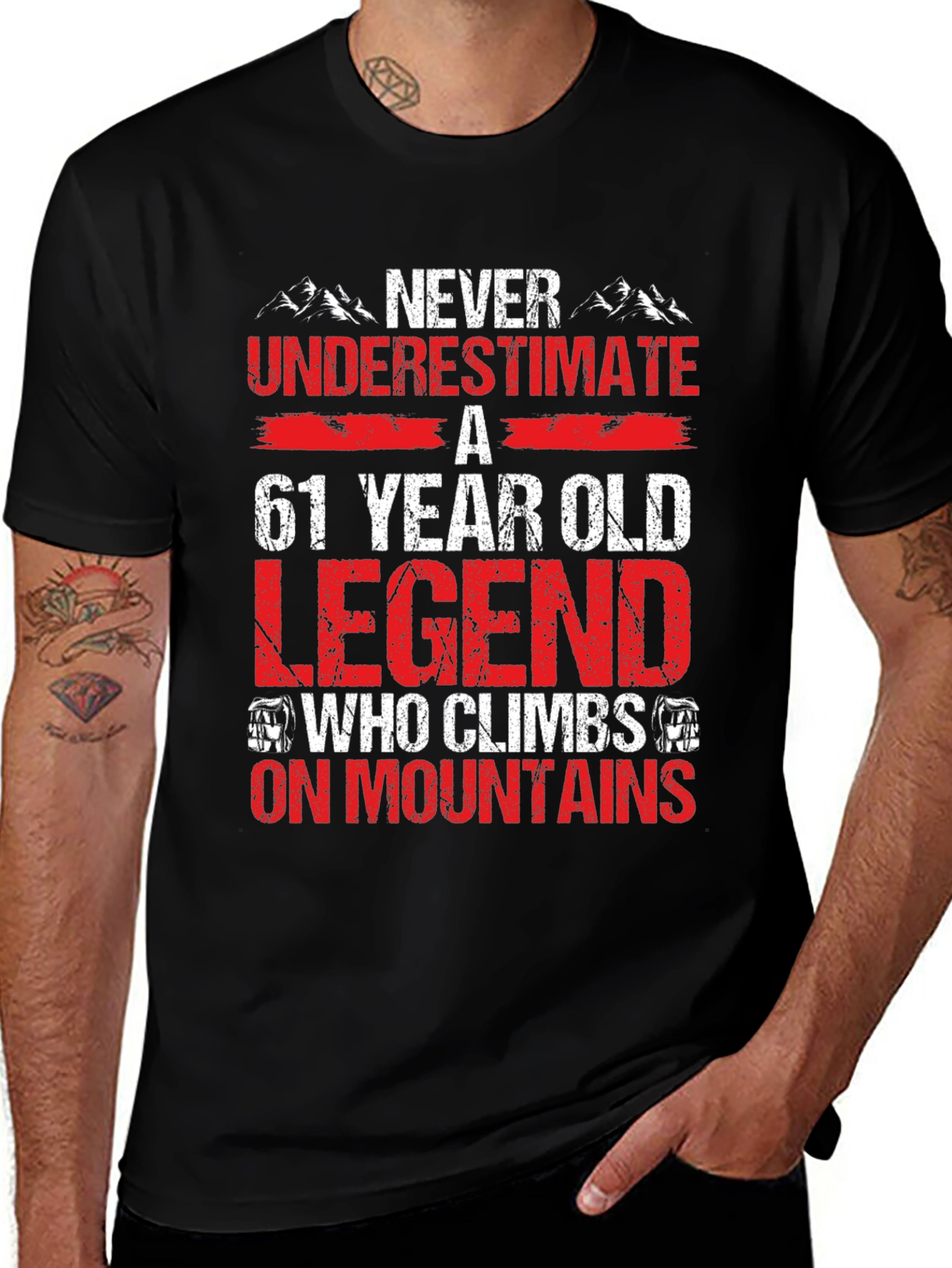 61 Year Old Legend Mountain Climber Graphic T-Shirt