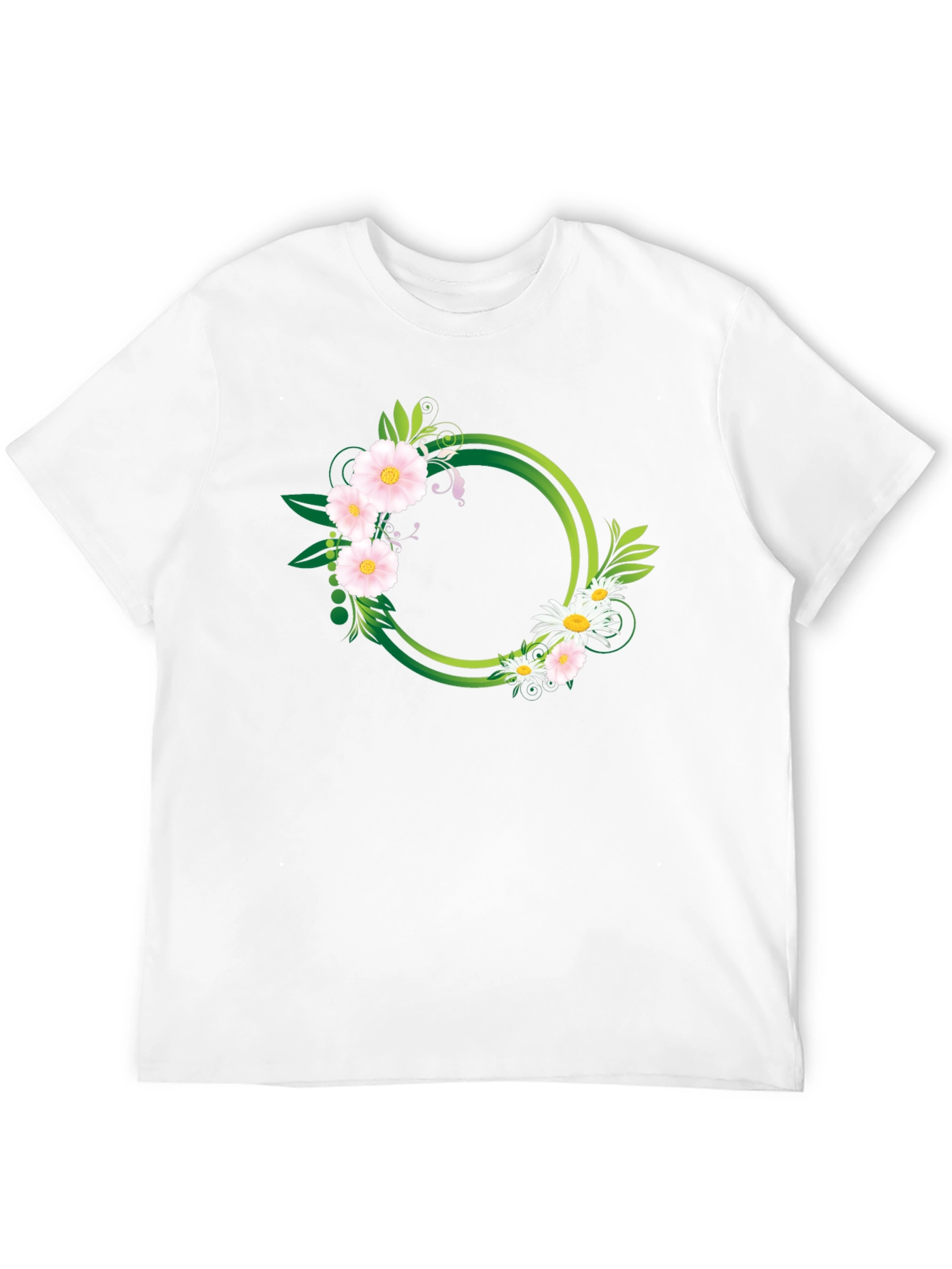 Floral Circle Graphic Black T-Shirt