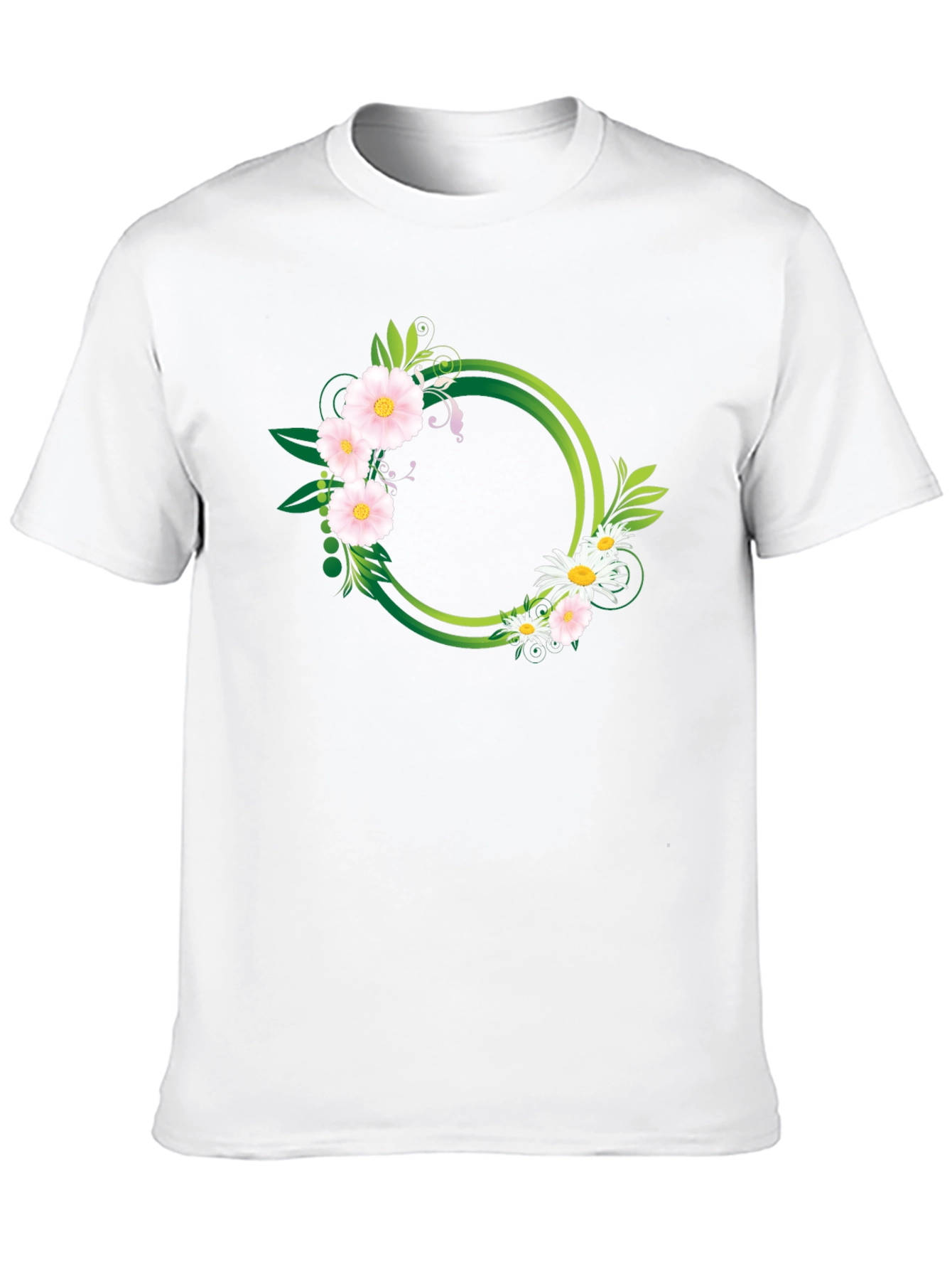 Floral Circle Graphic Black T-Shirt