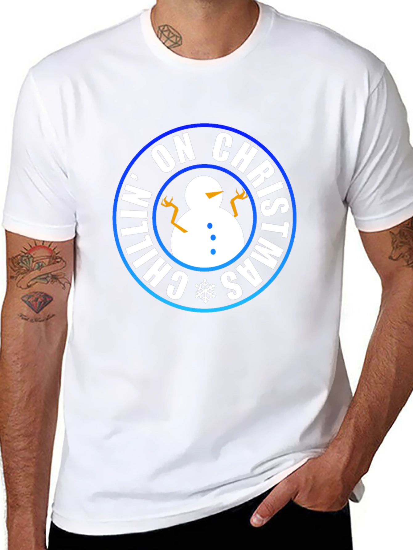 Chillin on Christmas T-Shirt - Holiday Snowman